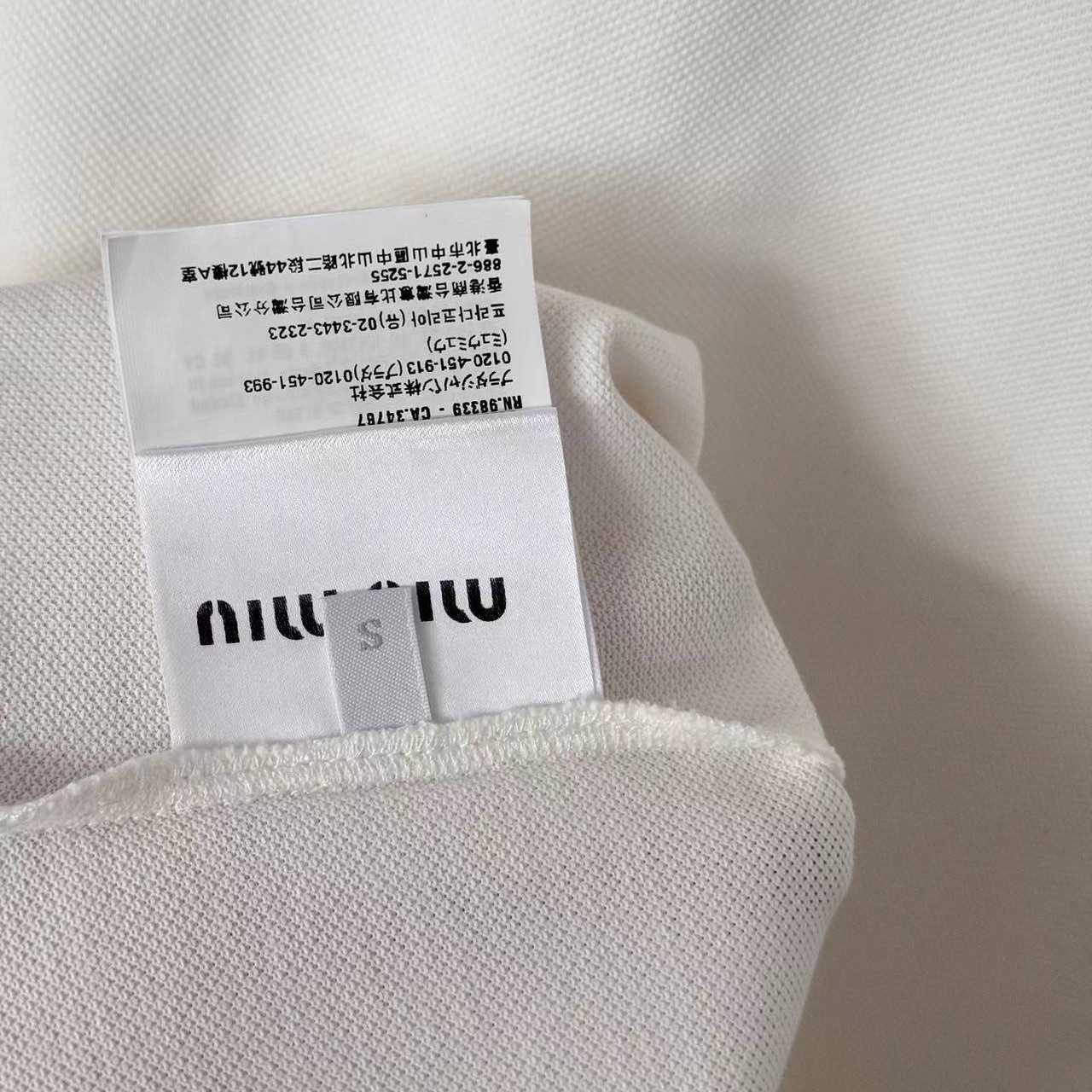 Miu Miu Ribbed Trim Zippered Polo Shirt - DesignerGu