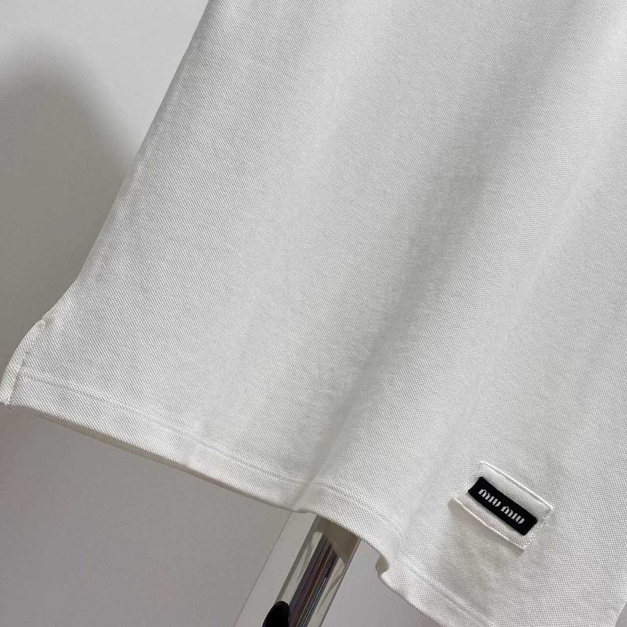 Miu Miu Ribbed Trim Zippered Polo Shirt - DesignerGu