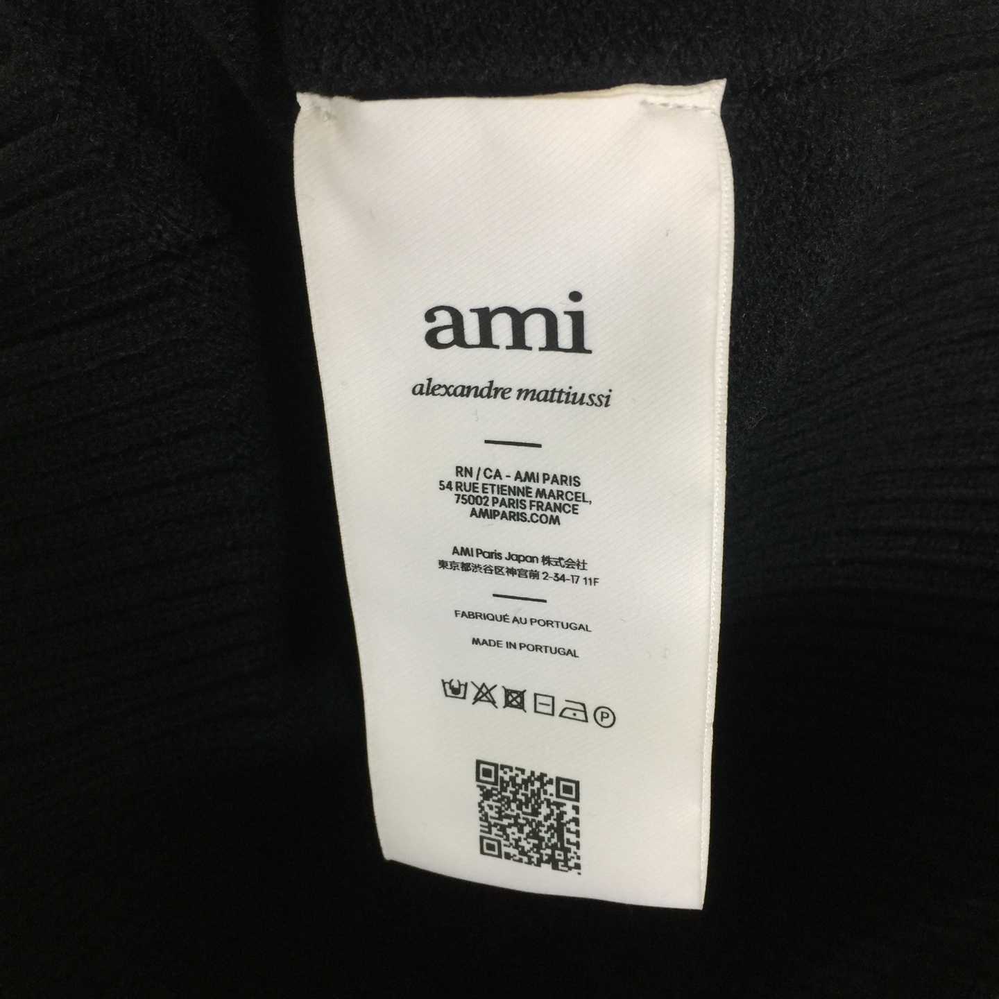 AMI Paris Black Wool Ami De Coeur Cardigan  - DesignerGu