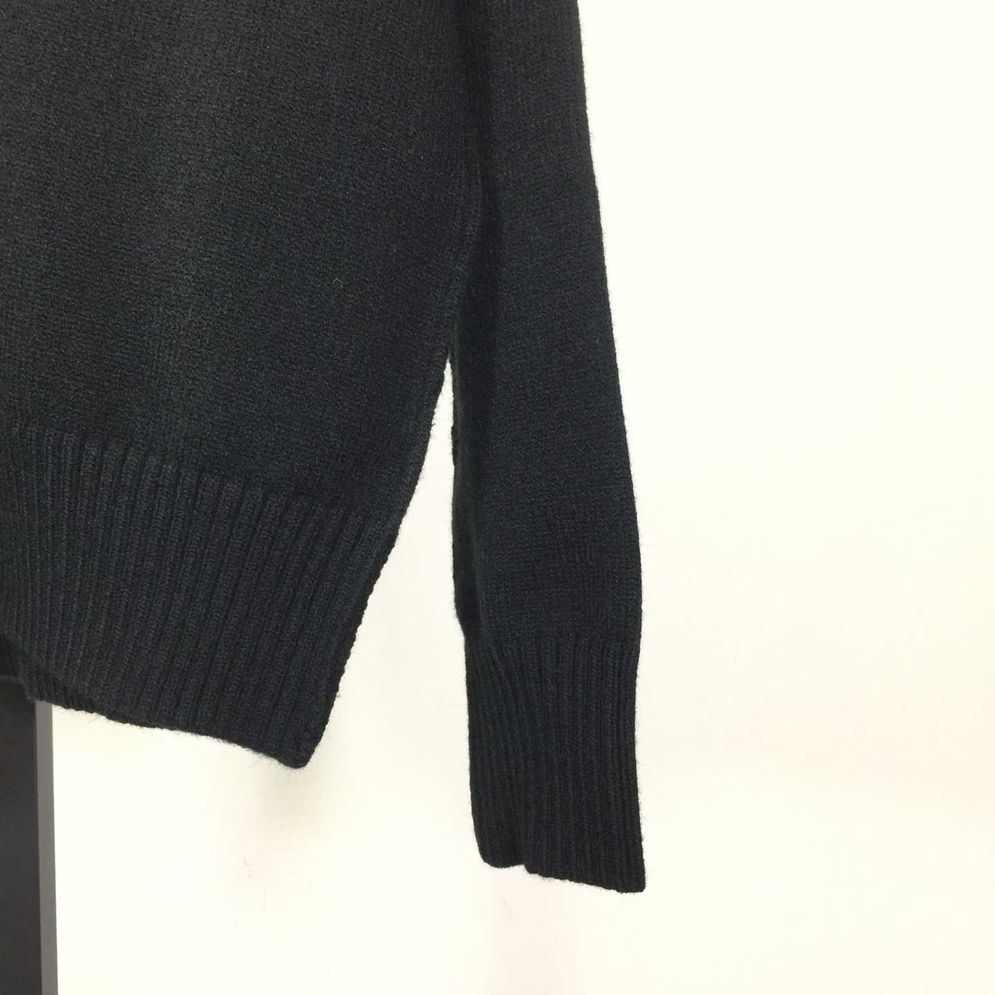 AMI Paris Black Wool Ami De Coeur Cardigan  - DesignerGu