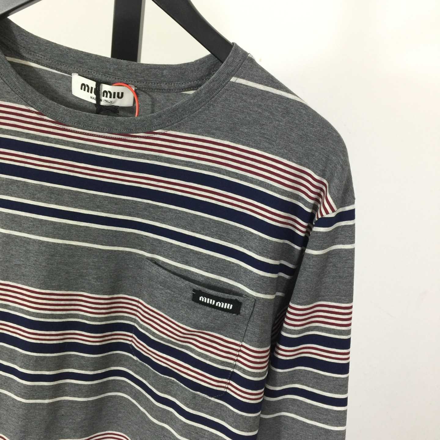 Miu Miu Striped Jersey T-shirt - DesignerGu