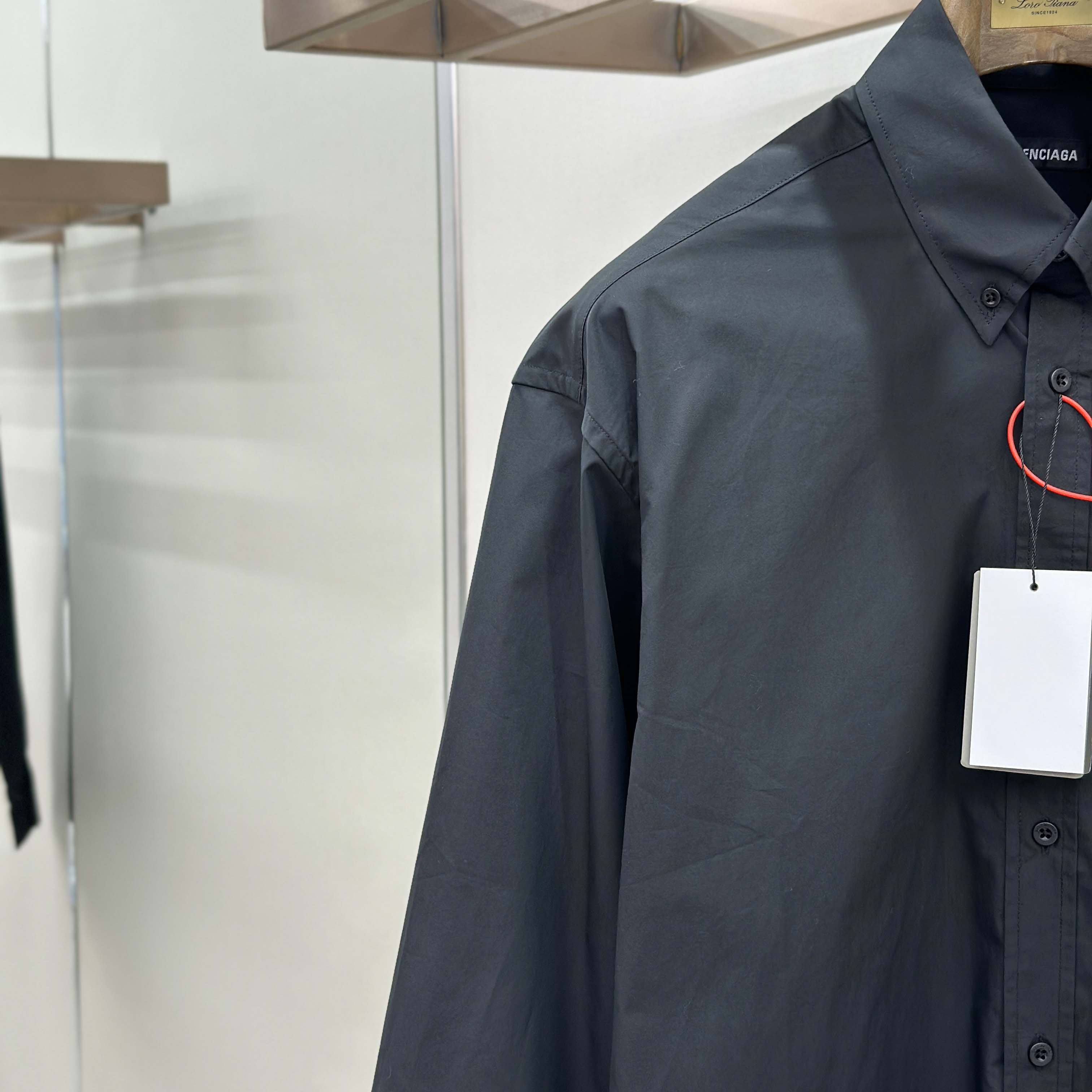 Balenciaga Masking Tape Long Sleeve Shirt Large Fit In Black - DesignerGu