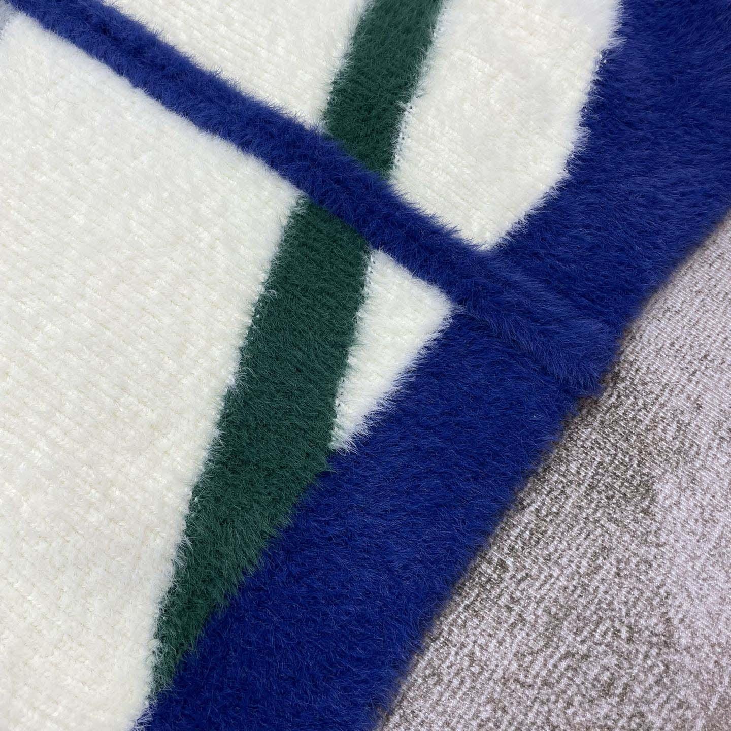 Casablanca Furry Striped Zip Up Jumper 'Blue/Green' - DesignerGu