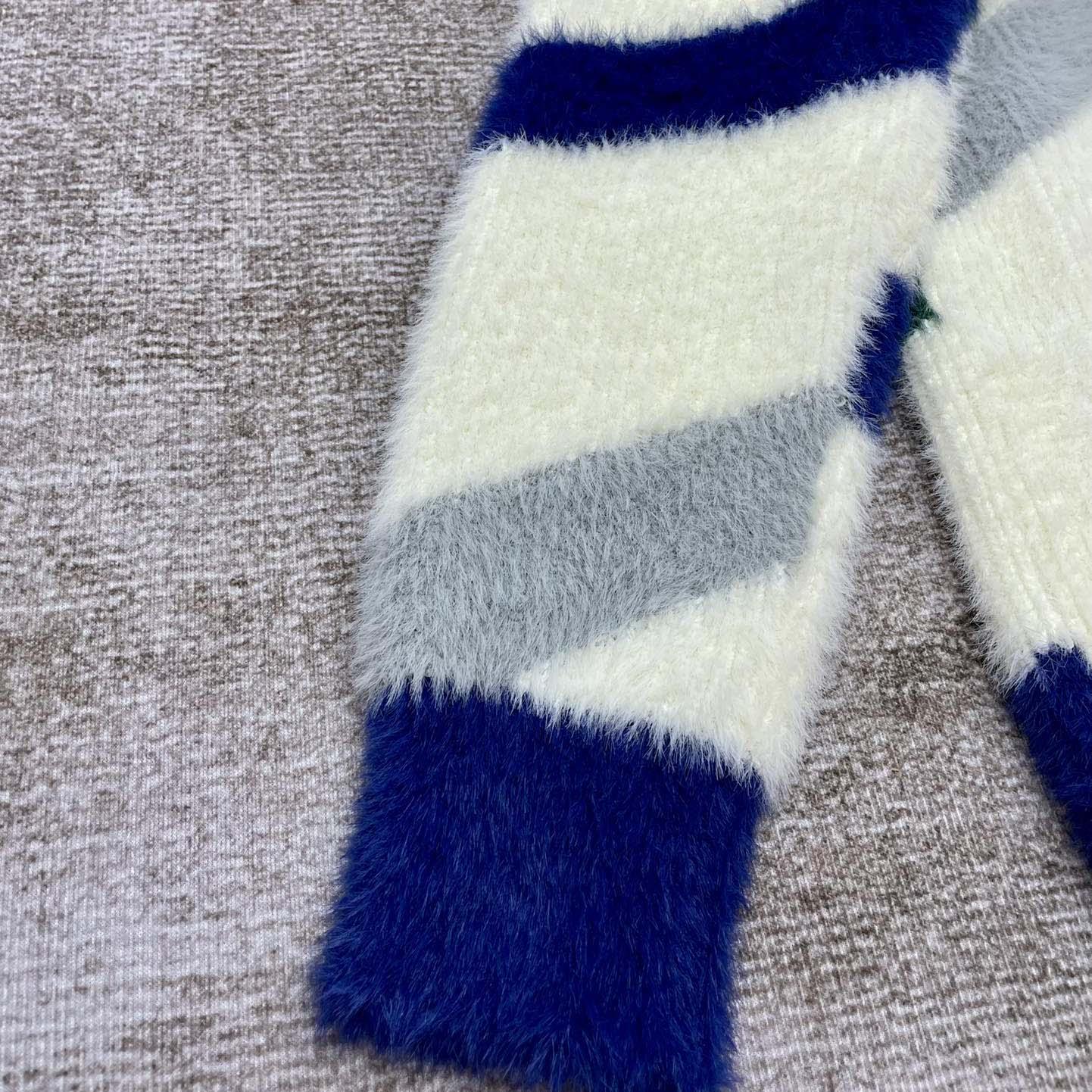 Casablanca Furry Striped Zip Up Jumper 'Blue/Green' - DesignerGu