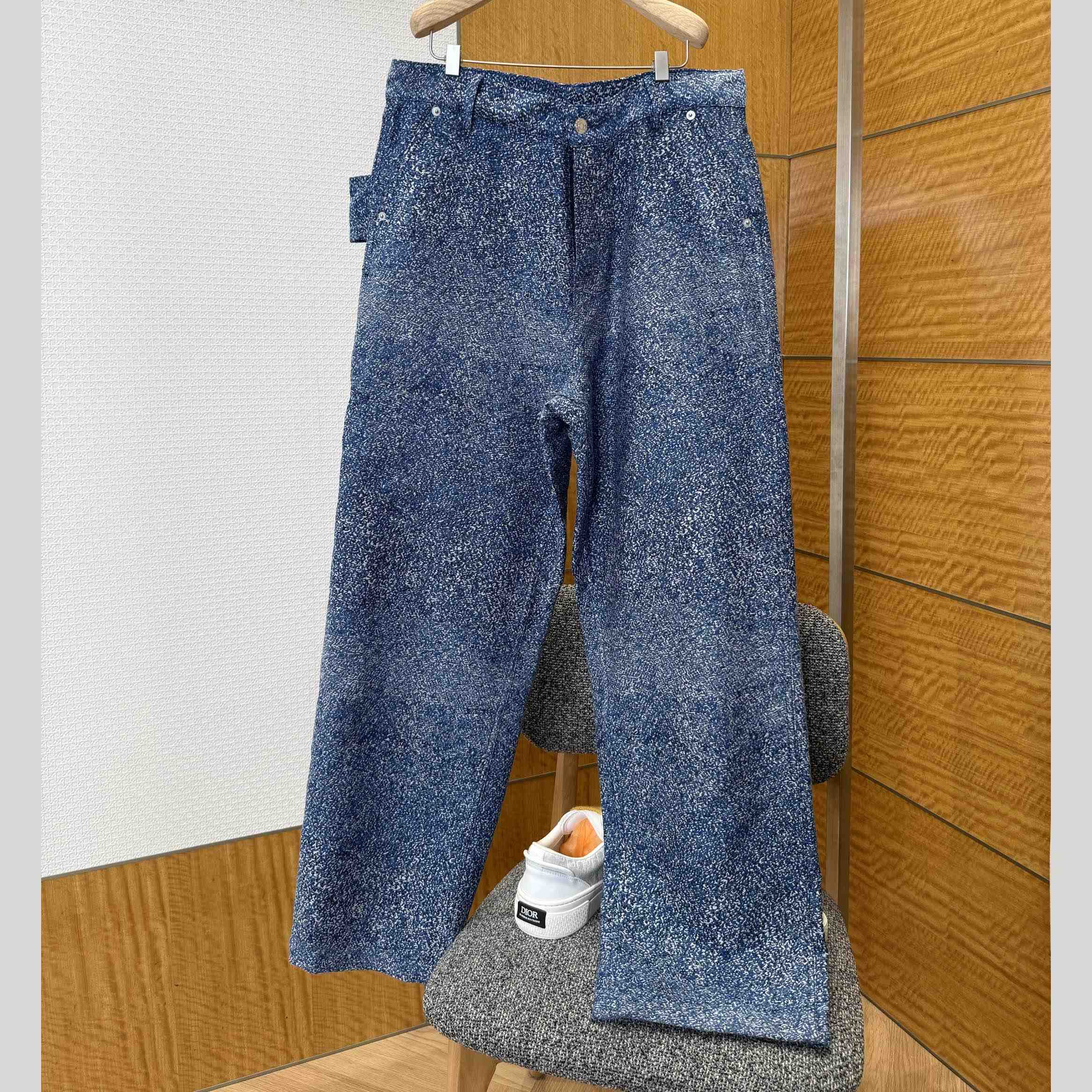 Dior Carpenter Jeans with Christian Dior Paris Tag Blue Cotton Jacquard - DesignerGu