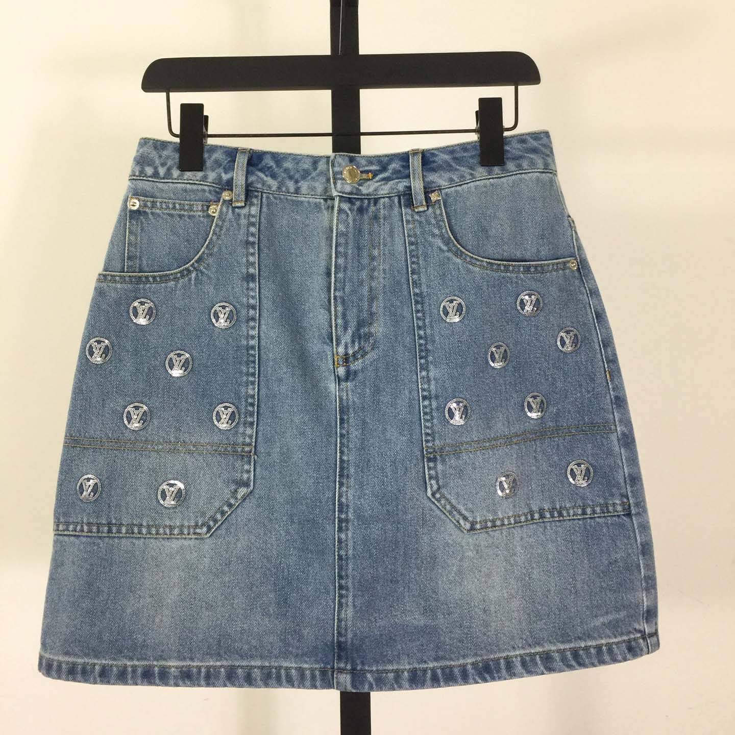 Louis Vuitton Signature Sequin Denim Mini Skirt - DesignerGu