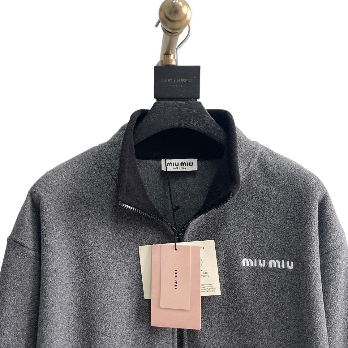 Miu Miu Logo-embroidered Fleece Sweatshirt    60056 - DesignerGu