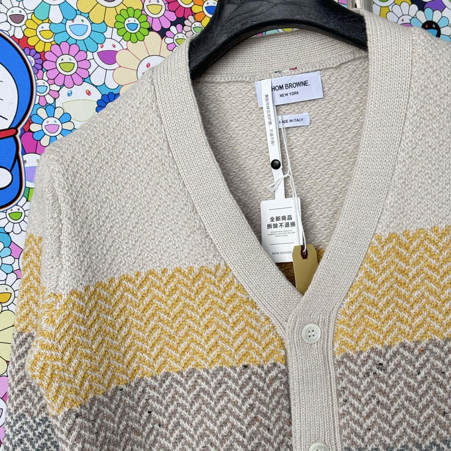 Thom Browne Striped Herringbone Jacquard Classic Cardigan 'Seasonal Multicolor' - DesignerGu