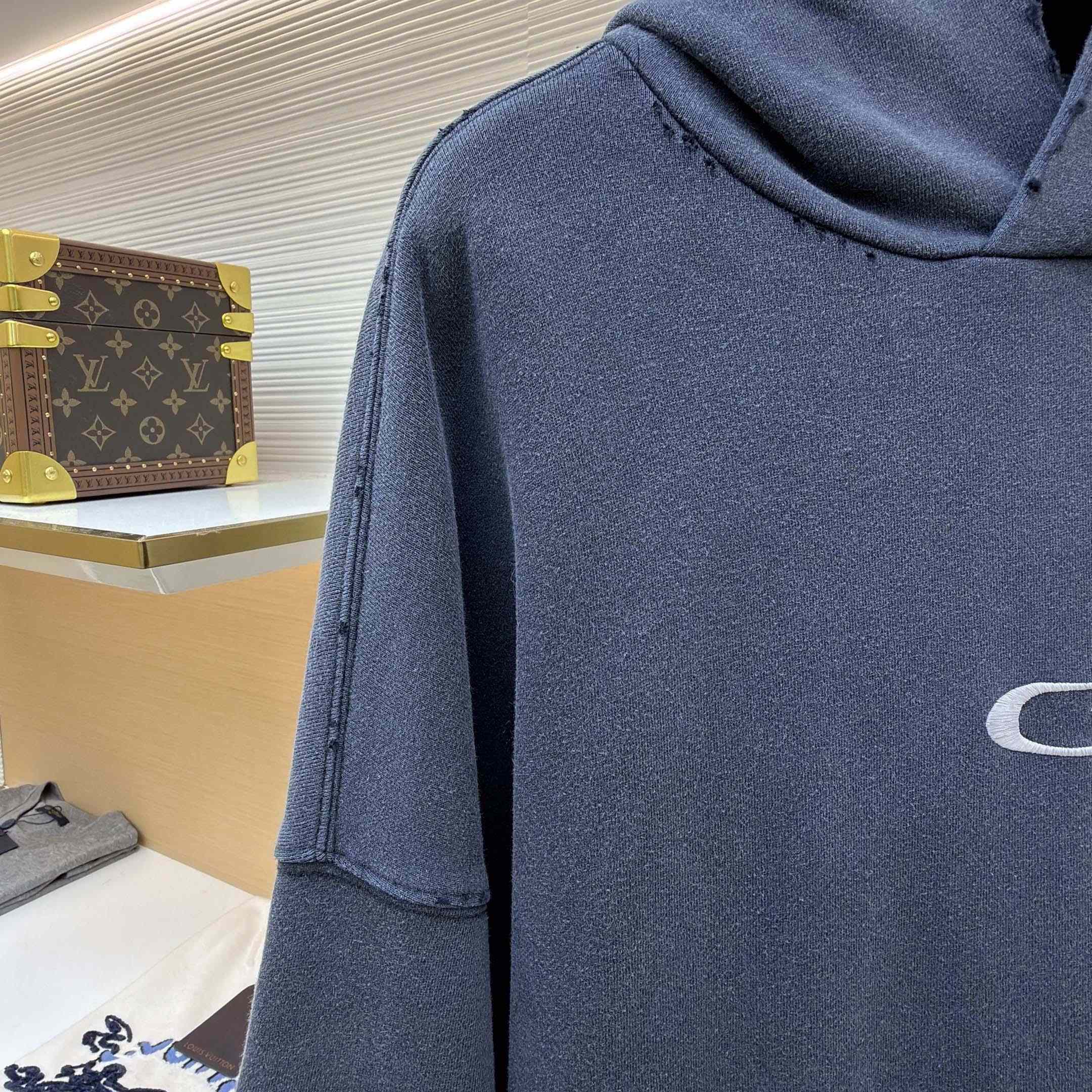 Balenciaga Transparent Tape Ripped Pocket Hoodie In Faded Black - DesignerGu