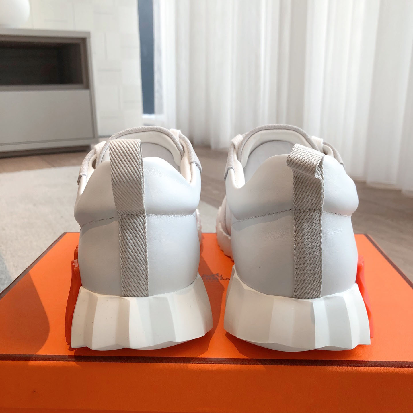 Hermes  Paris  Bouncing Calf  Sneaker  White - DesignerGu