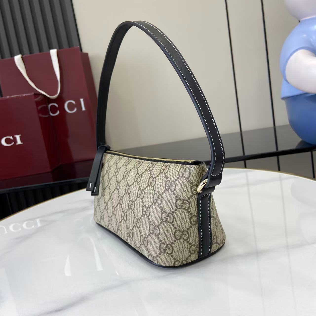 Gucci GG Emblem Small Shoulder Bag - DesignerGu