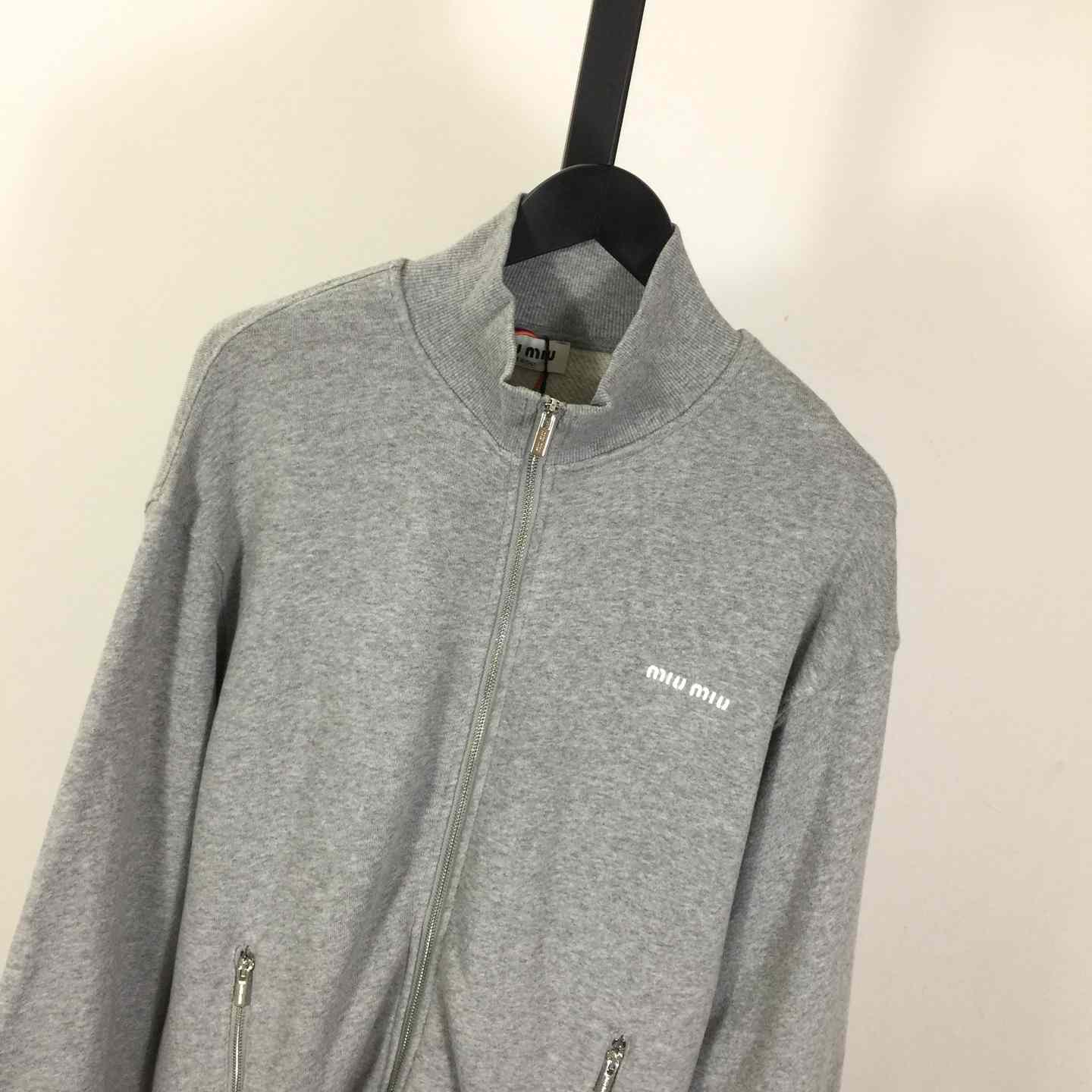 Miu Miu Cotton Fleece Zipper Sweatshirt - DesignerGu