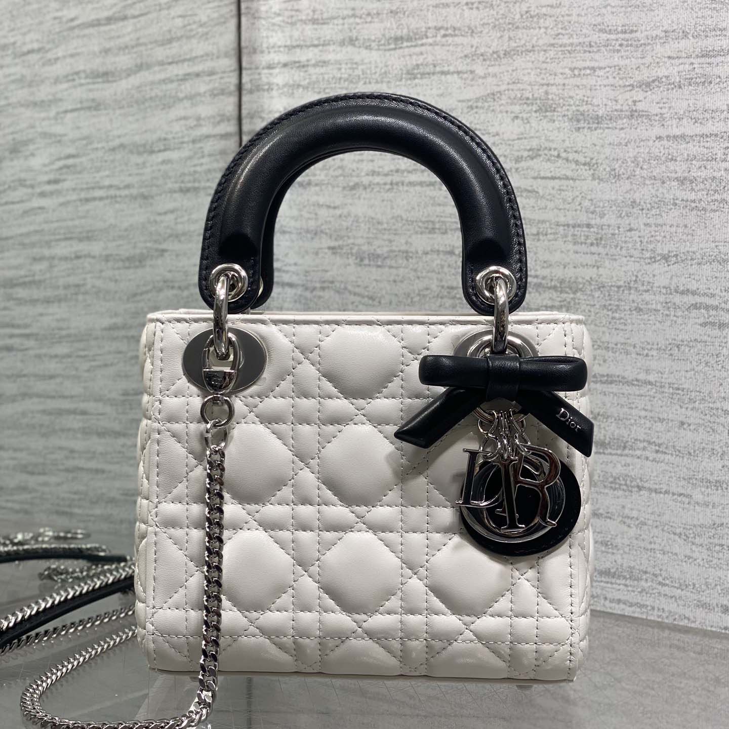 Dior Or Mini Lady Dior Bag with Chain  - DesignerGu