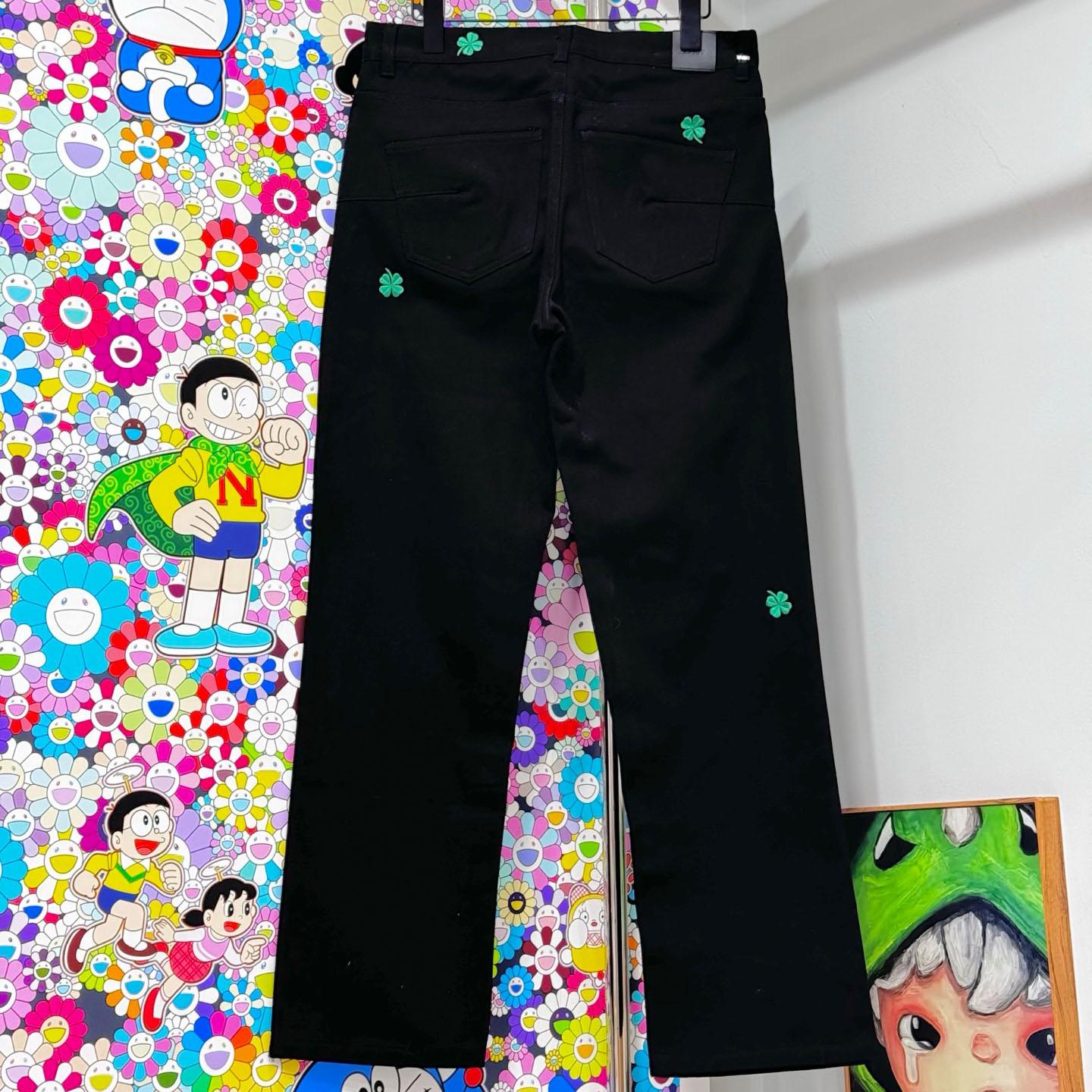 Dior Long Regular Jeans with Dior Clover Embroideries  - DesignerGu