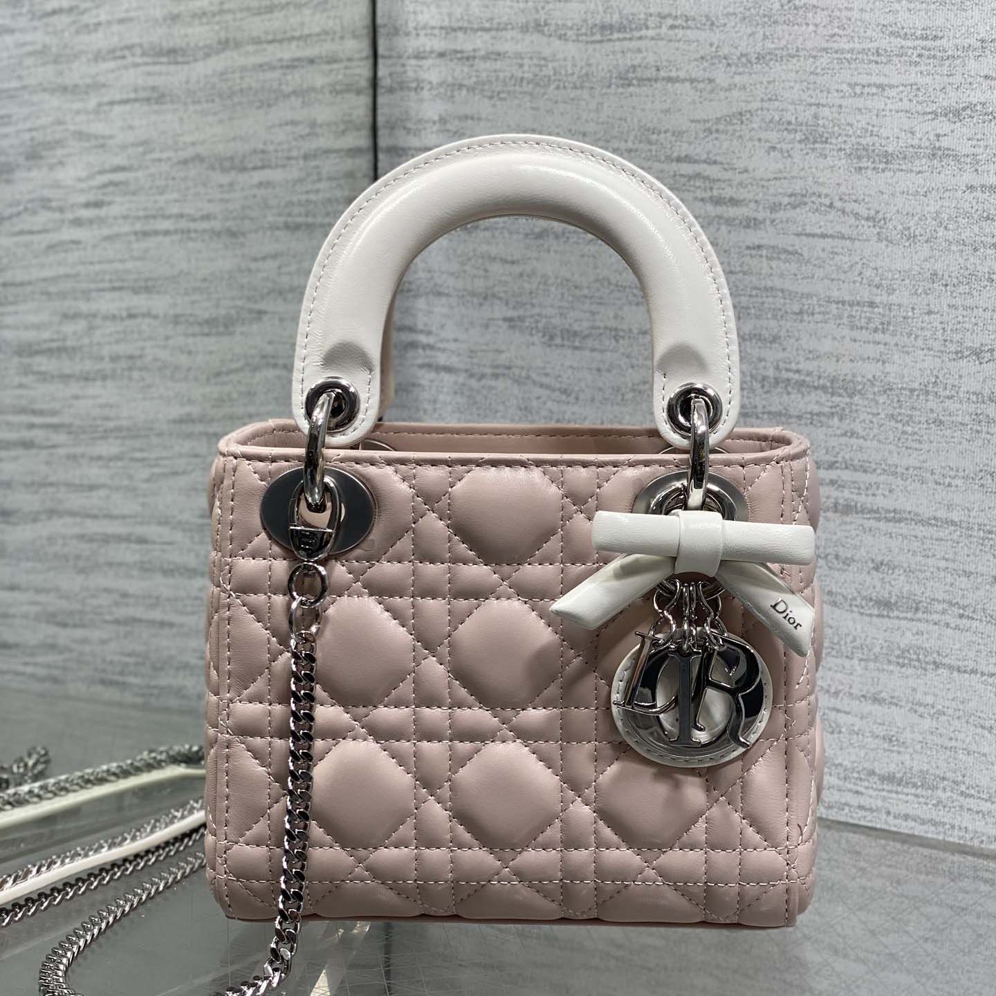 Dior Or Mini Lady Dior Bag with Chain  - DesignerGu