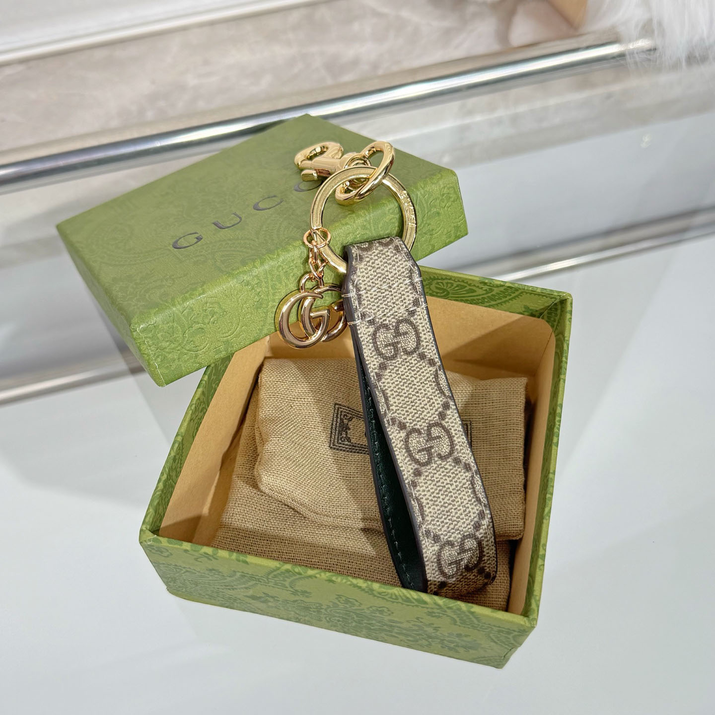 Gucci GG Keychain With Double G  - DesignerGu