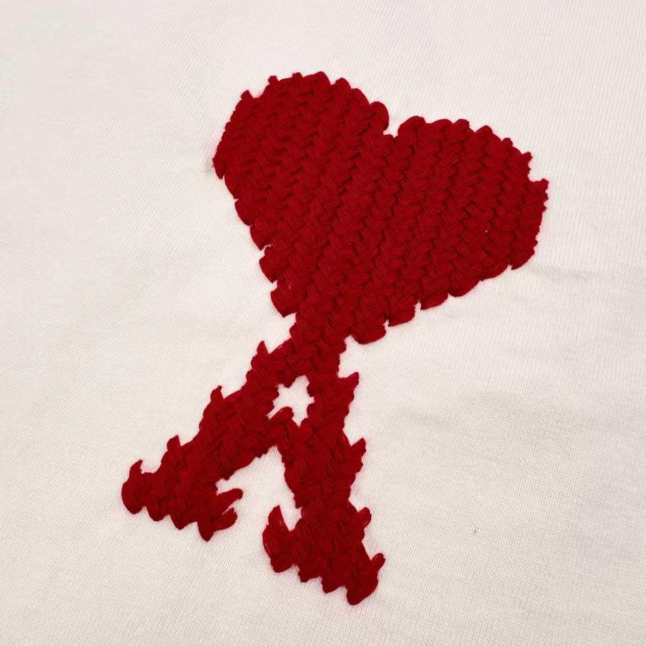 AMI Paris White Cotton Ami De Coeur T-shirt - DesignerGu