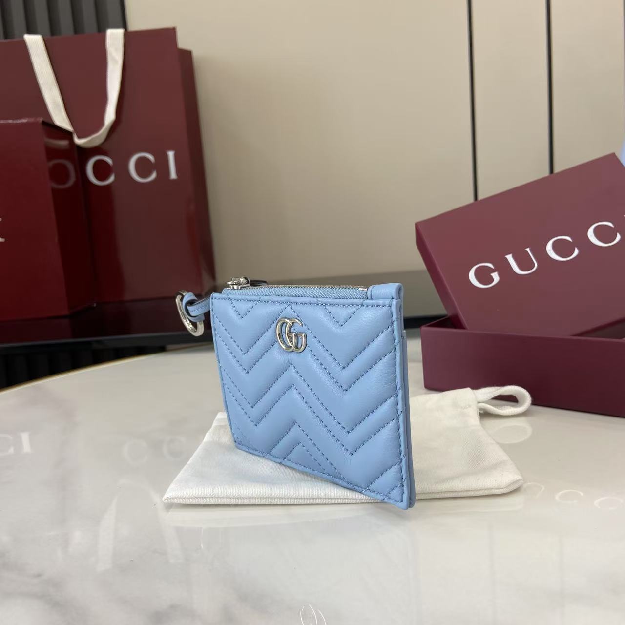 Gucci GG Marmont Zip Key Pouch - DesignerGu