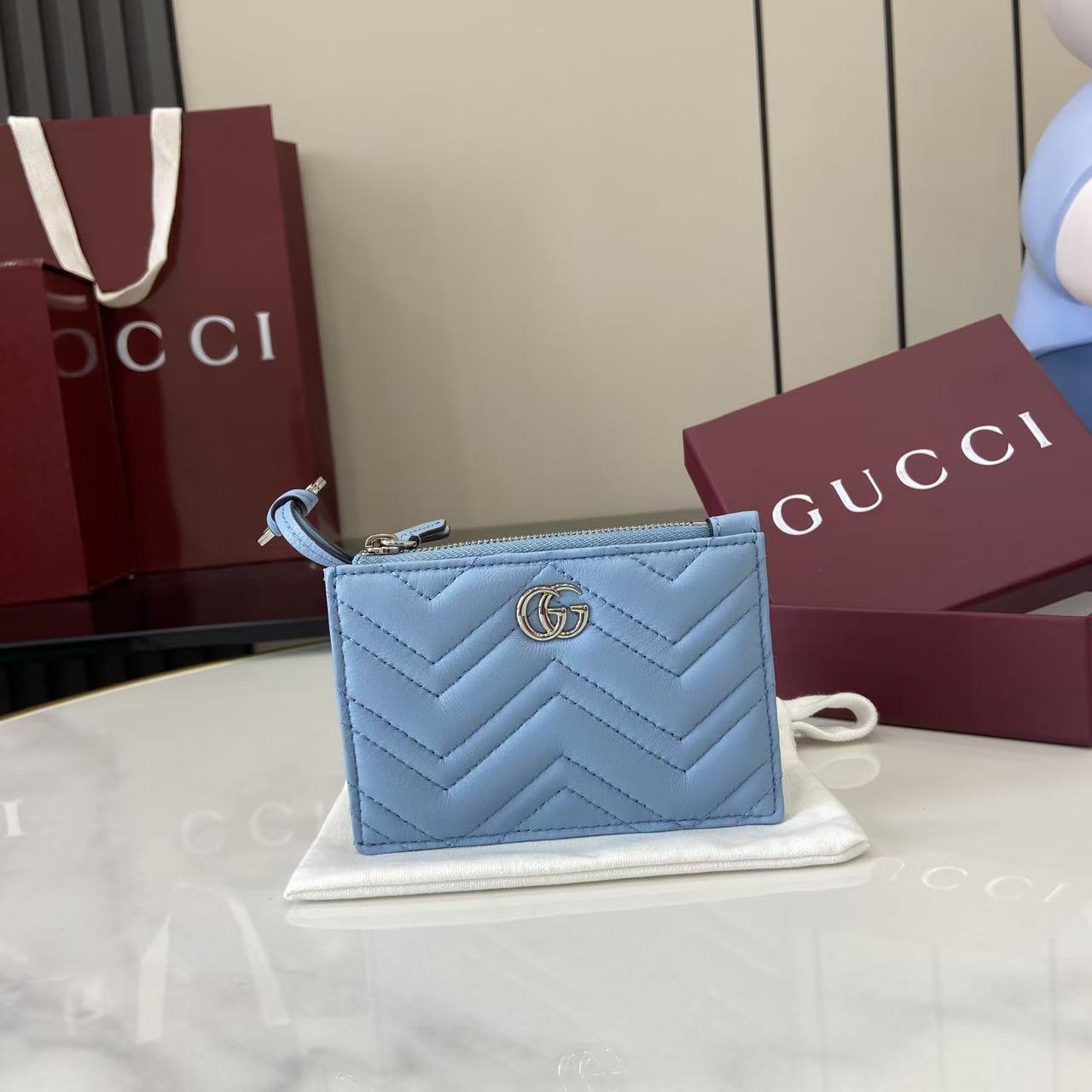 Gucci GG Marmont Zip Key Pouch - DesignerGu