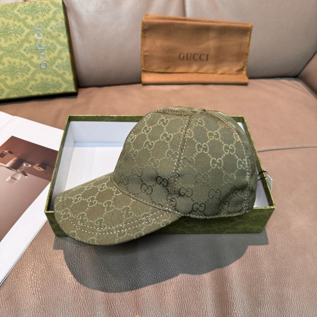 Gucci Forest Green GG Canvas Baseball Hat - DesignerGu