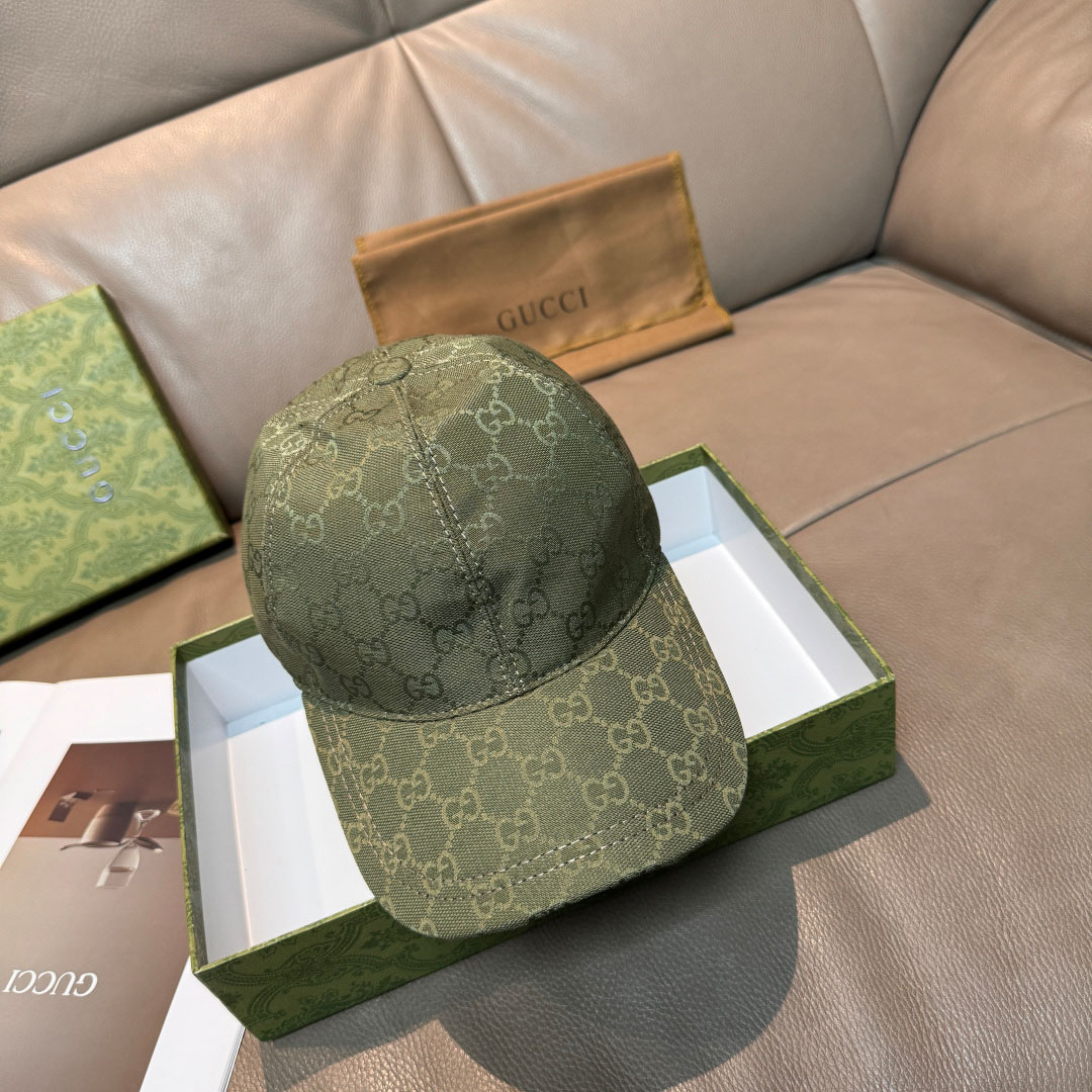 Gucci Forest Green GG Canvas Baseball Hat - DesignerGu
