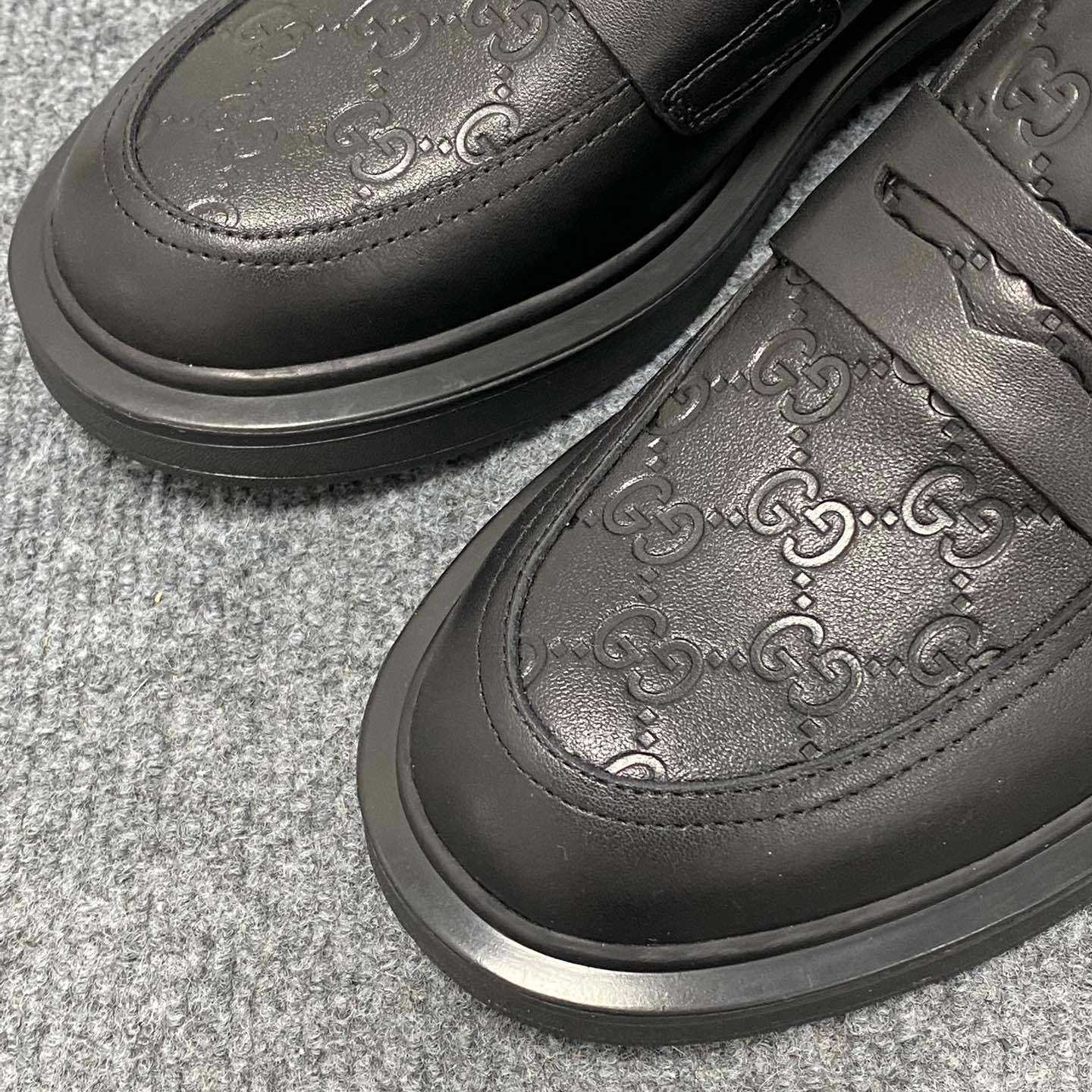 Gucci  Enki GG Leather Platform Loafers - DesignerGu
