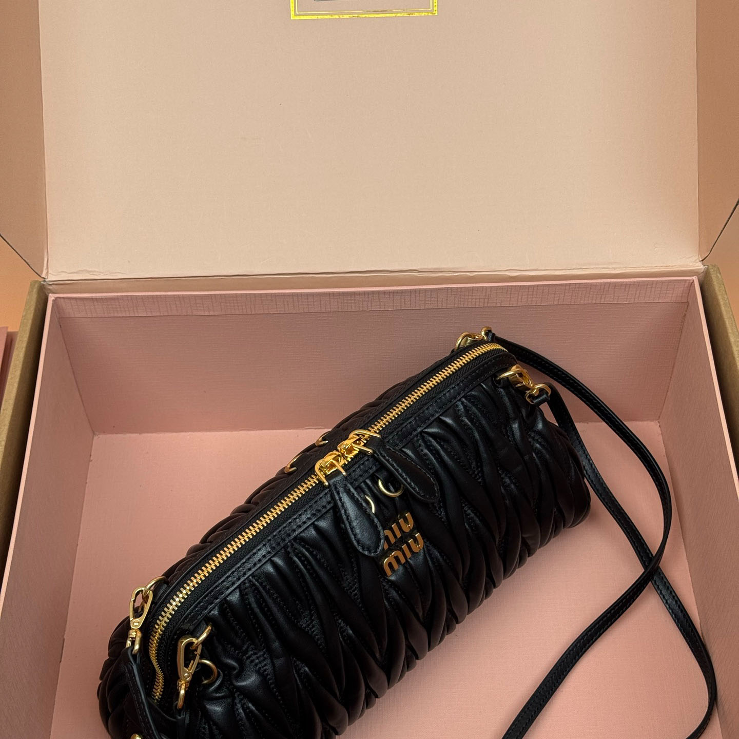 Miu Miu Caprice Matelassé Nappa Leather Clutch - DesignerGu