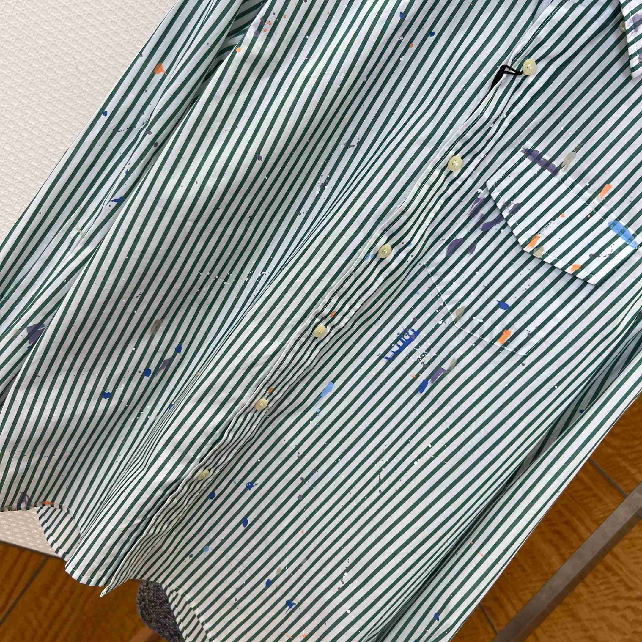  Ralph Lauren Classic Fit Paint-Splatter Striped Shirt - DesignerGu