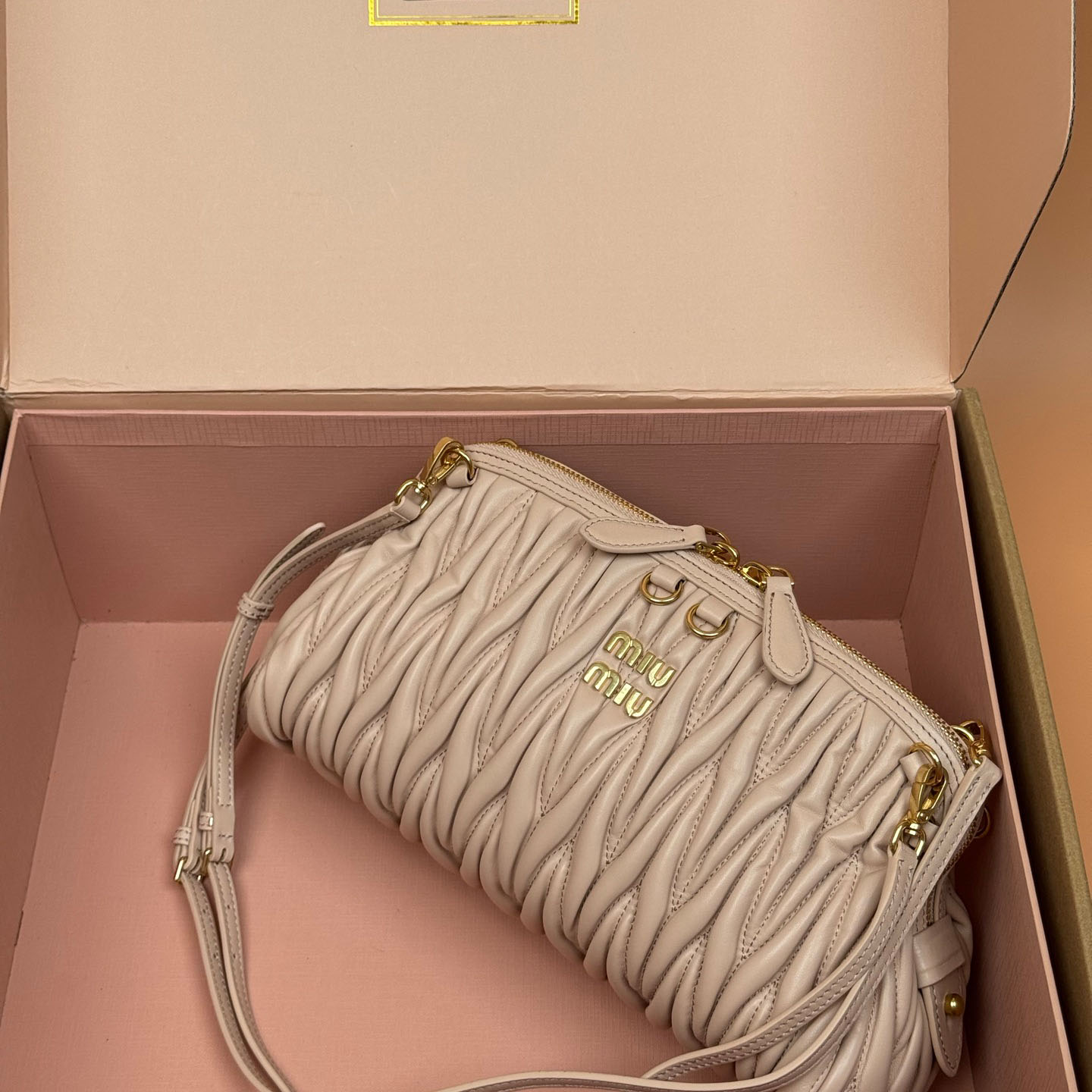 Miu Miu Caprice Matelassé Nappa Leather Clutch - DesignerGu