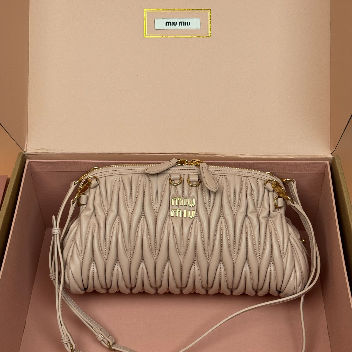 Miu Miu Caprice Matelassé Nappa Leather Clutch - DesignerGu