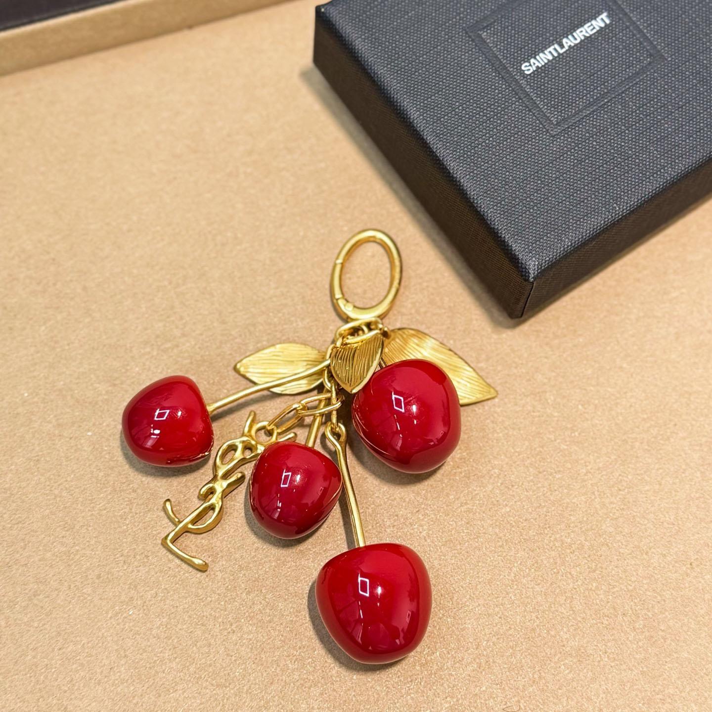 Saint Laurent CASSANDRE Cherry Bag Charm In Resin And Metal - DesignerGu