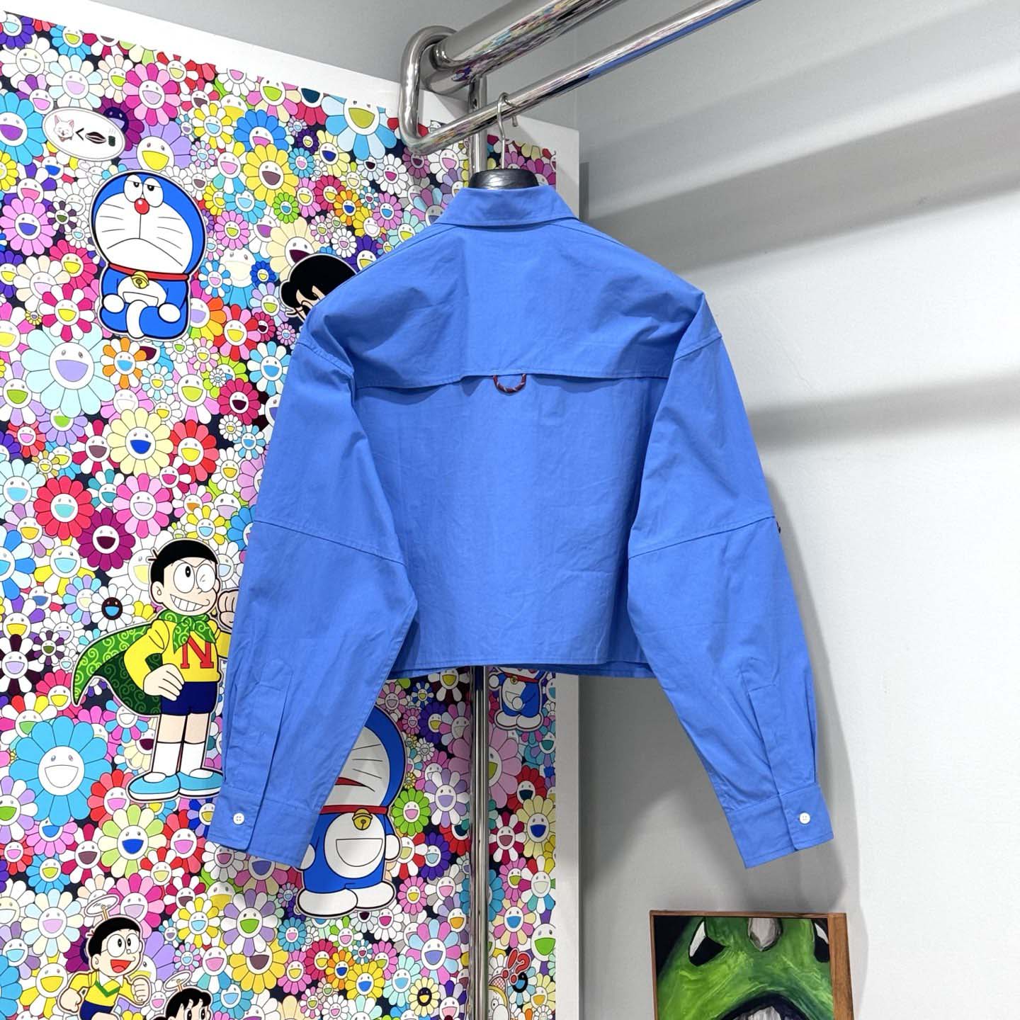 Miu Miu Logo-embroidered Cropped Poplin Shirt - DesignerGu