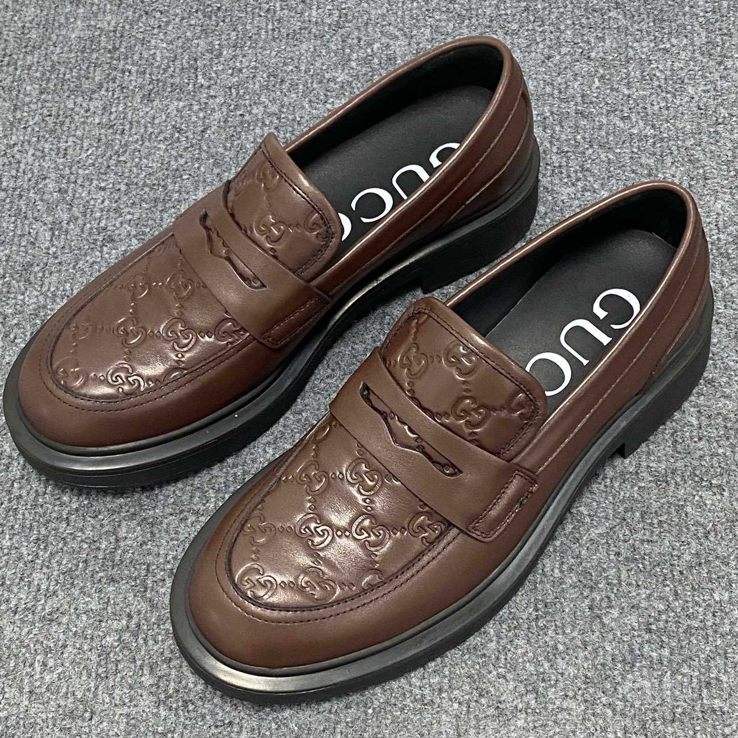 Gucci  Enki GG Leather Platform Loafers - DesignerGu