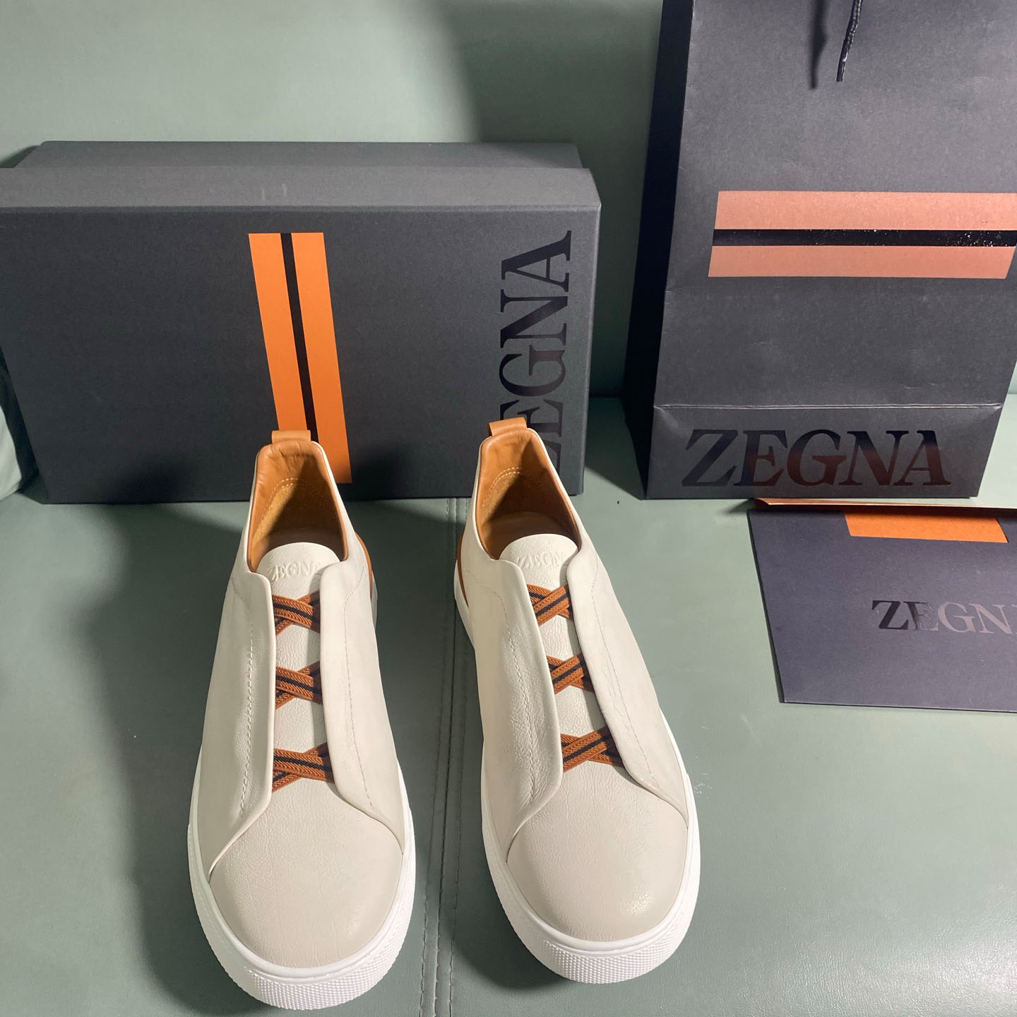 Zegna Off White Deerskin Triple Stitch™ Sneakers - DesignerGu