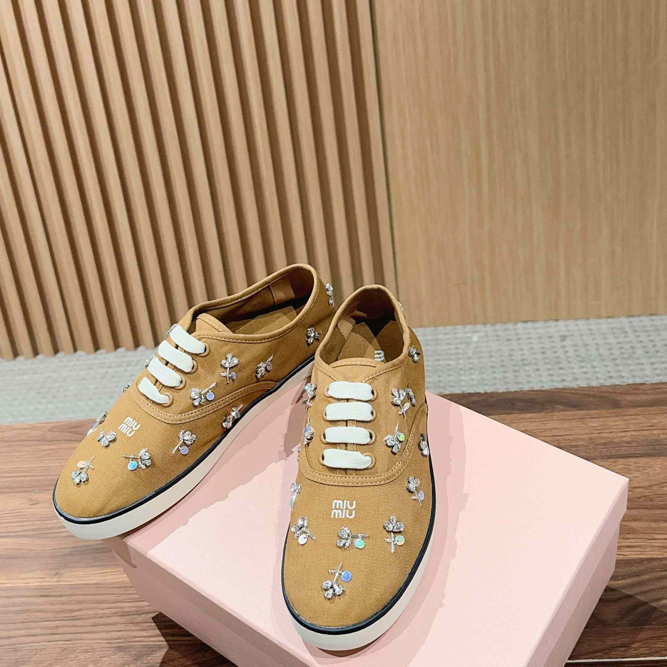 Miu Miu Embroidered Drill Sneakers - DesignerGu