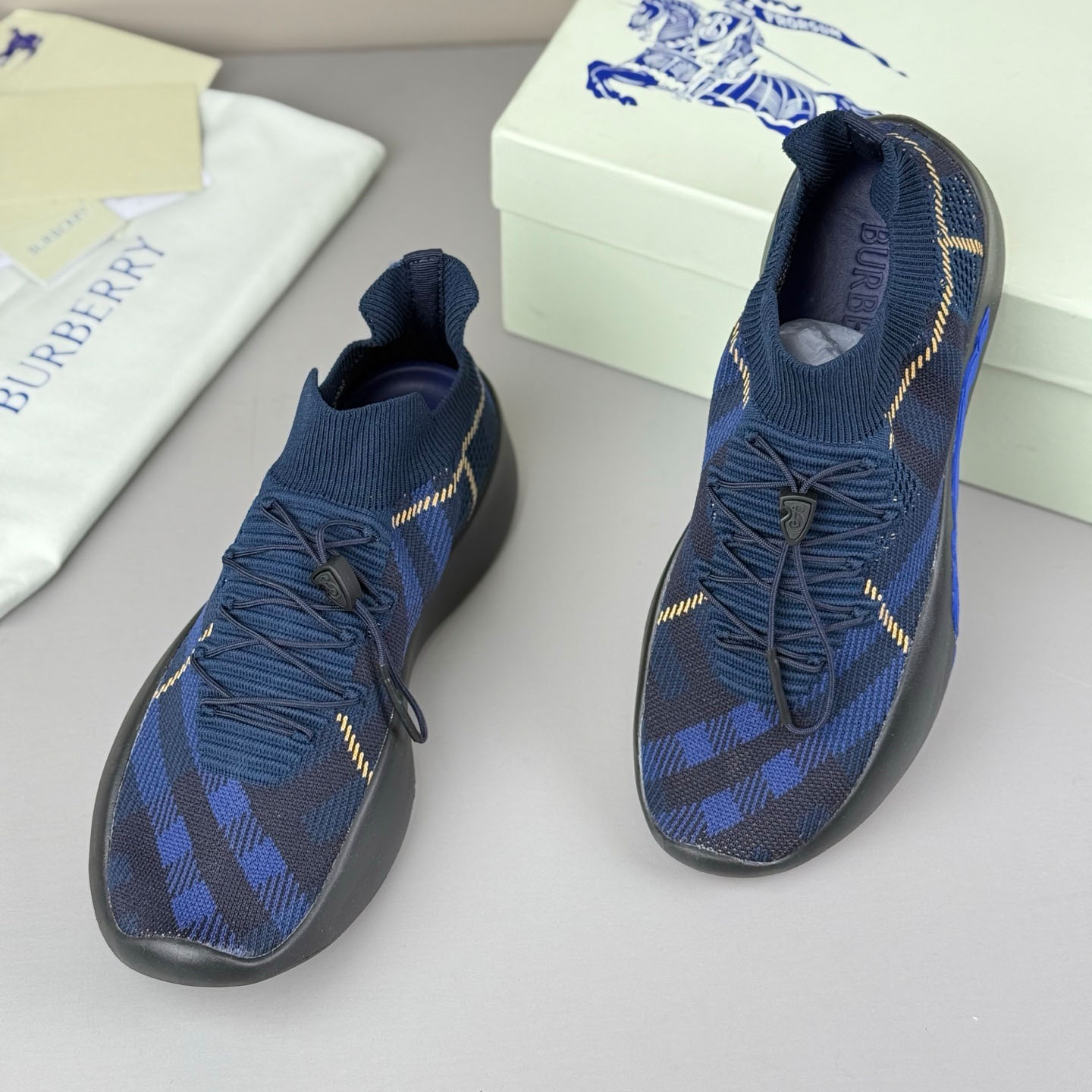 Burberry Check Knit Neptune Sneakers - DesignerGu