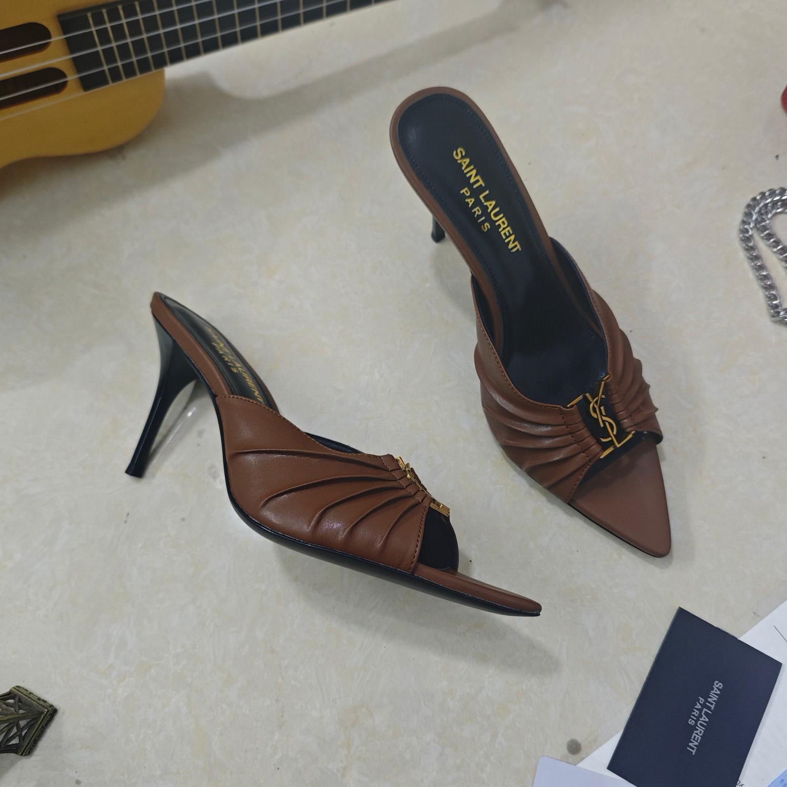 Saint Laurent BABYLONE Mules In Smooth Leather - DesignerGu