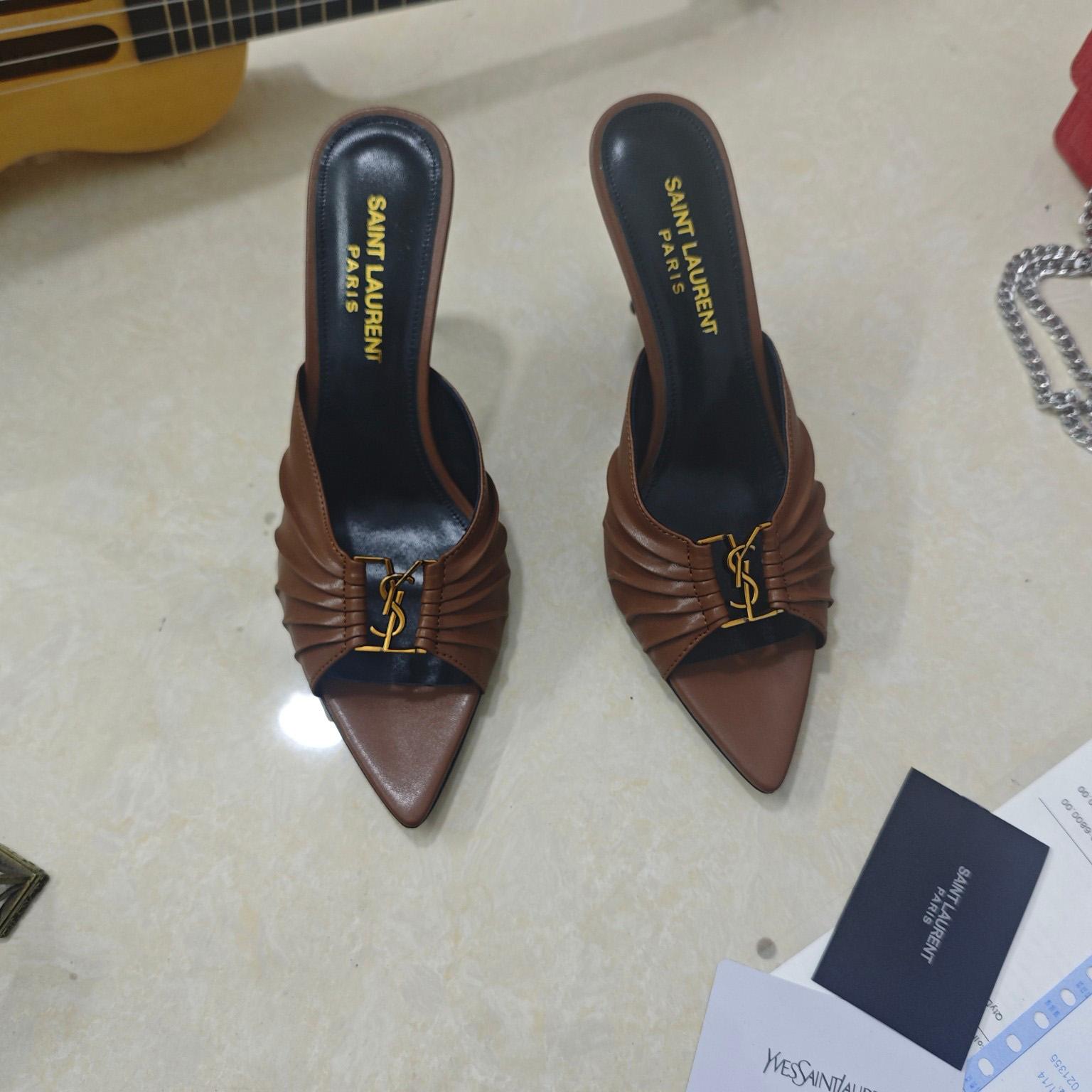 Saint Laurent BABYLONE Mules In Smooth Leather - DesignerGu