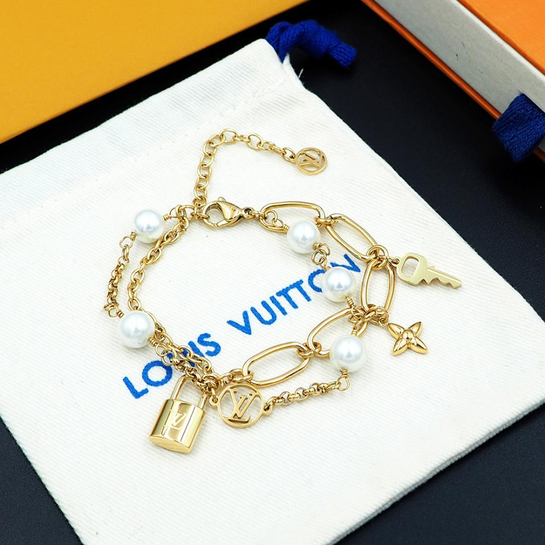 Louis Vuitton LV Mix Chains Bracelet   M1380A - DesignerGu