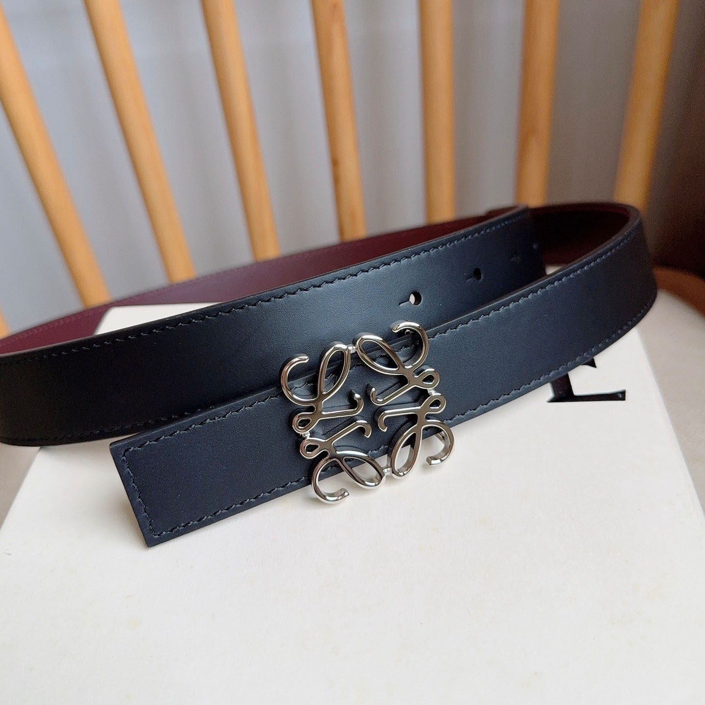 Loewe Reversible Anagram Belt In Smooth Calfskin - DesignerGu