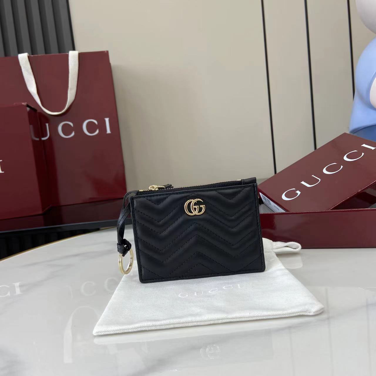 Gucci GG Marmont Zip Key Pouch 837747 - DesignerGu