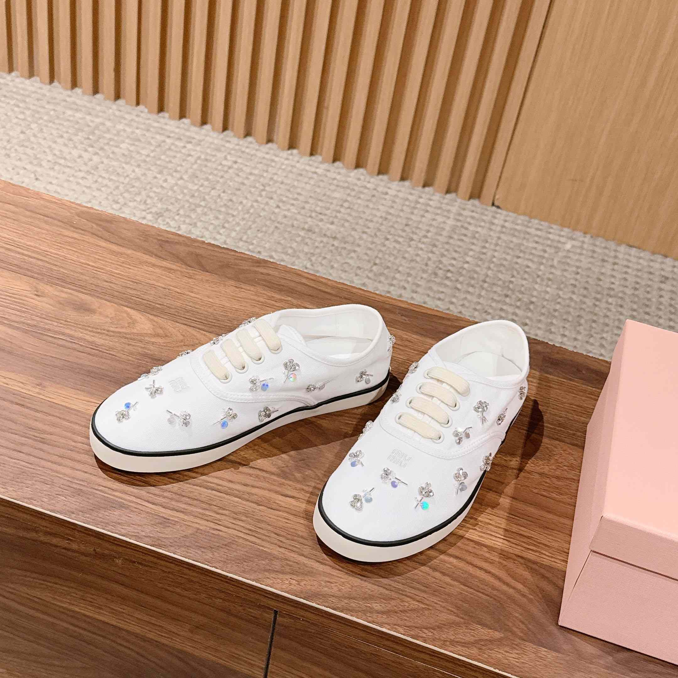 Miu Miu Embroidered Drill Sneakers - DesignerGu