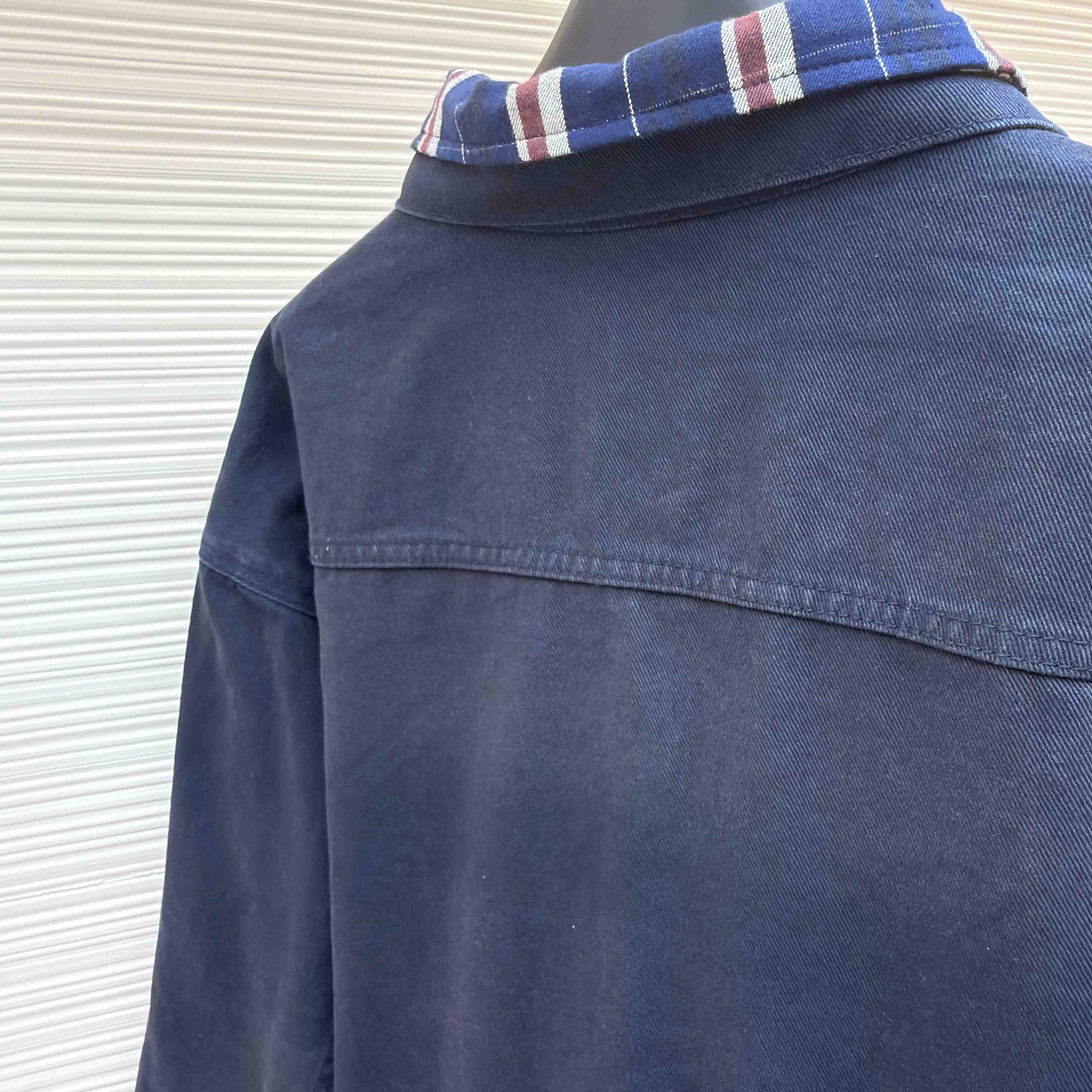 Balenciaga Patched Shirt Jacket In Navy/Dirty Dark Blue - DesignerGu