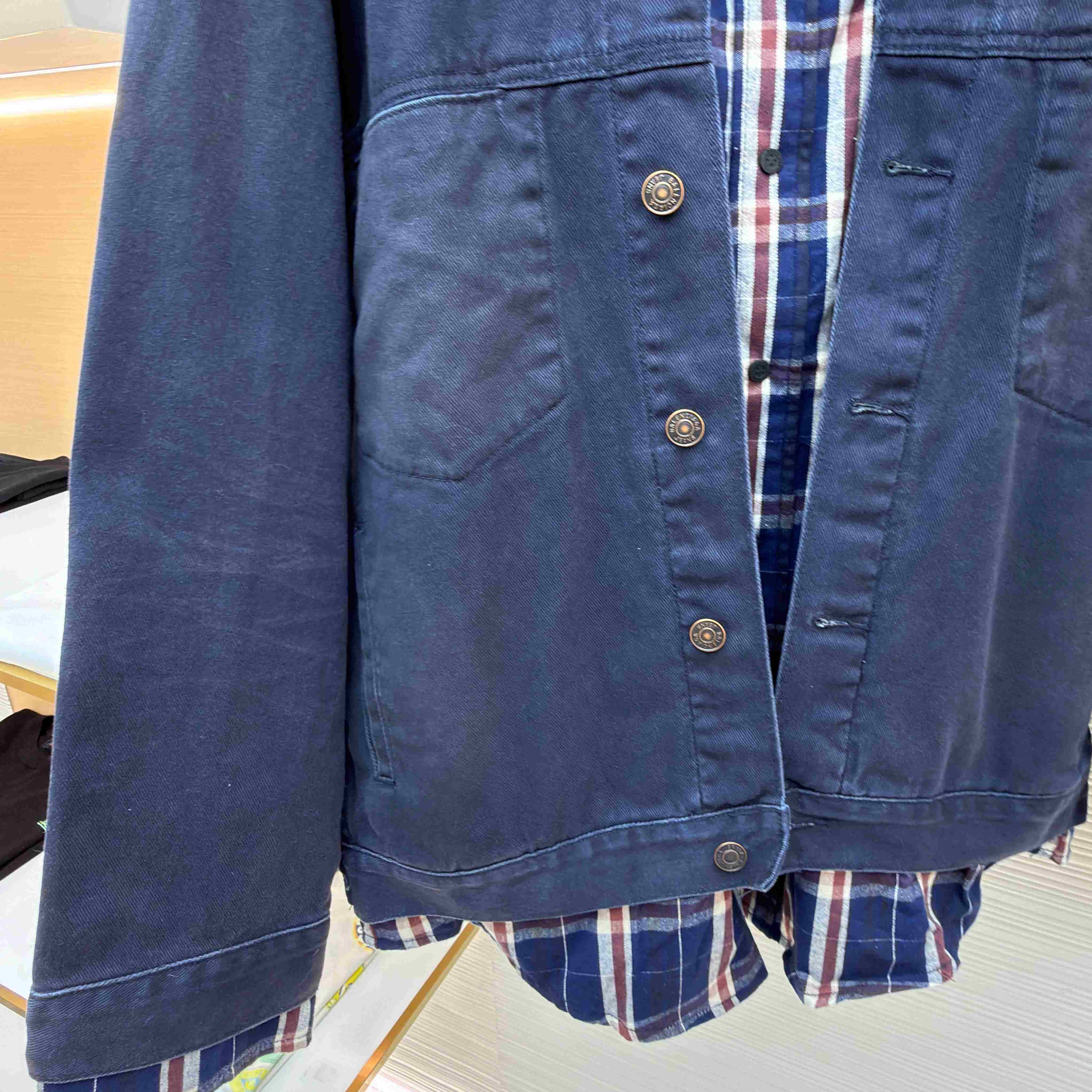 Balenciaga Patched Shirt Jacket In Navy/Dirty Dark Blue - DesignerGu