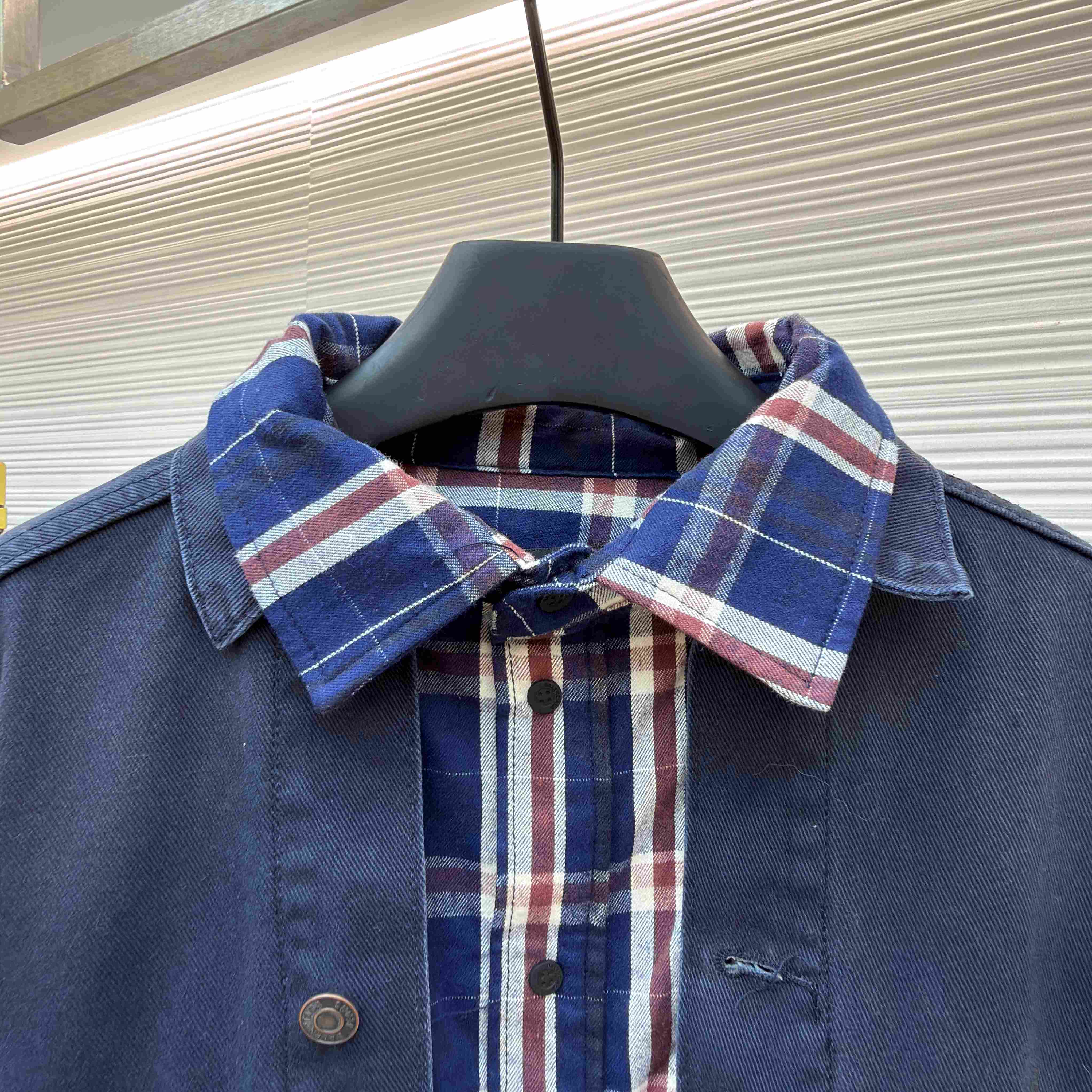 Balenciaga Patched Shirt Jacket In Navy/Dirty Dark Blue - DesignerGu