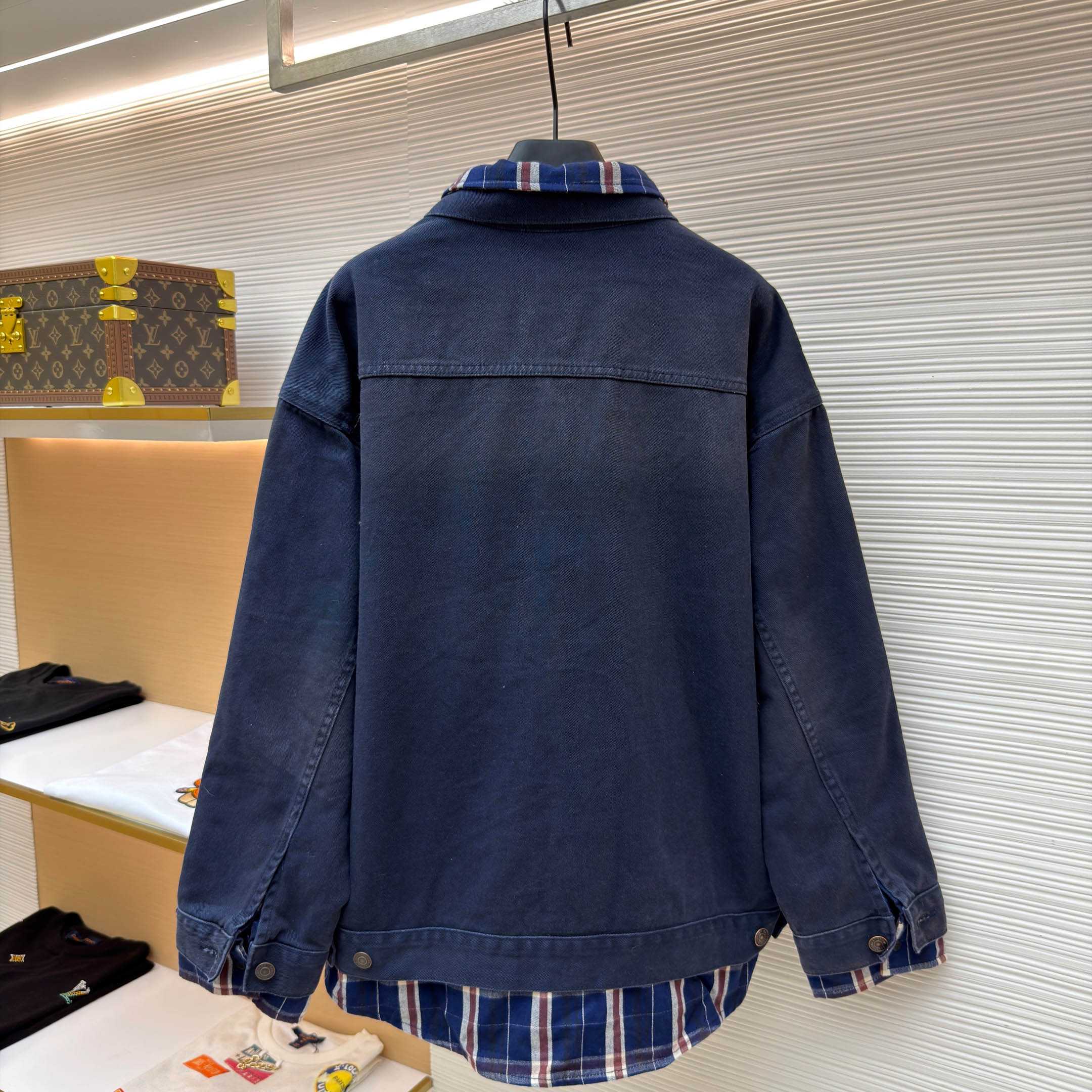 Balenciaga Patched Shirt Jacket In Navy/Dirty Dark Blue - DesignerGu