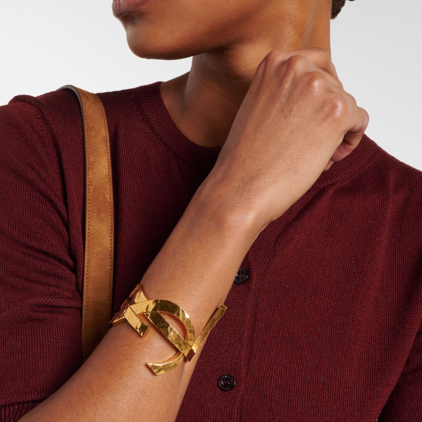 Saint Laurent Cassandre Cuff In Metal - DesignerGu