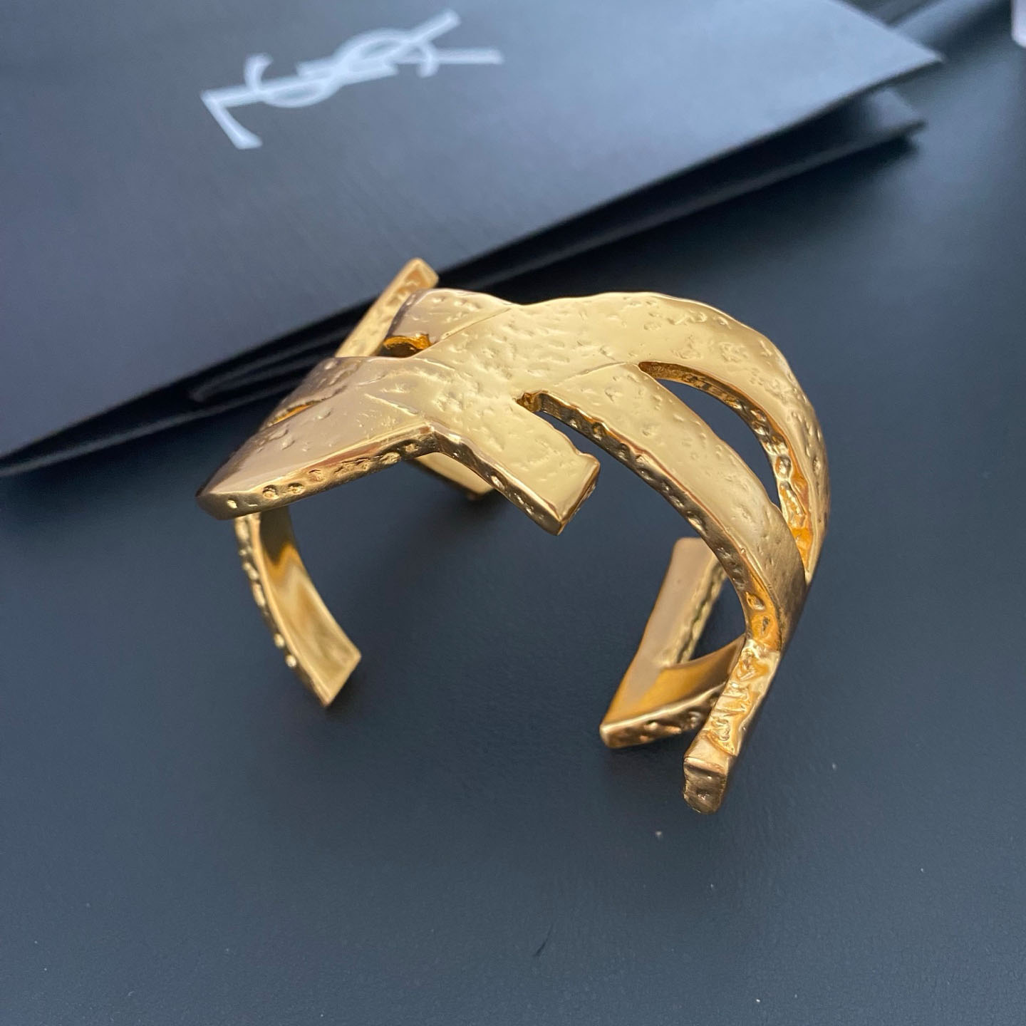 Saint Laurent Cassandre Cuff In Metal - DesignerGu