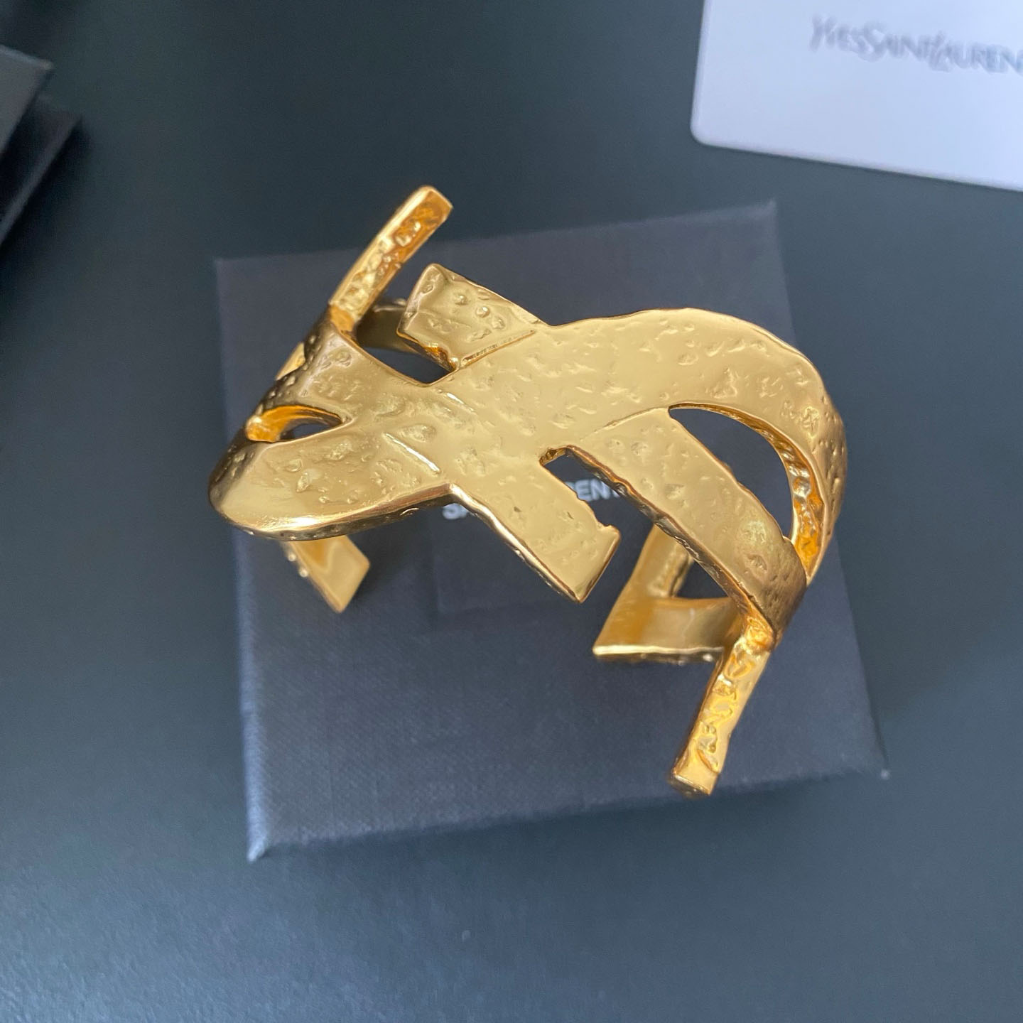 Saint Laurent Cassandre Cuff In Metal - DesignerGu