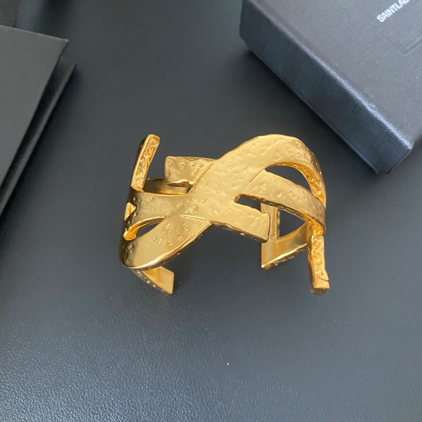 Saint Laurent Cassandre Cuff In Metal - DesignerGu